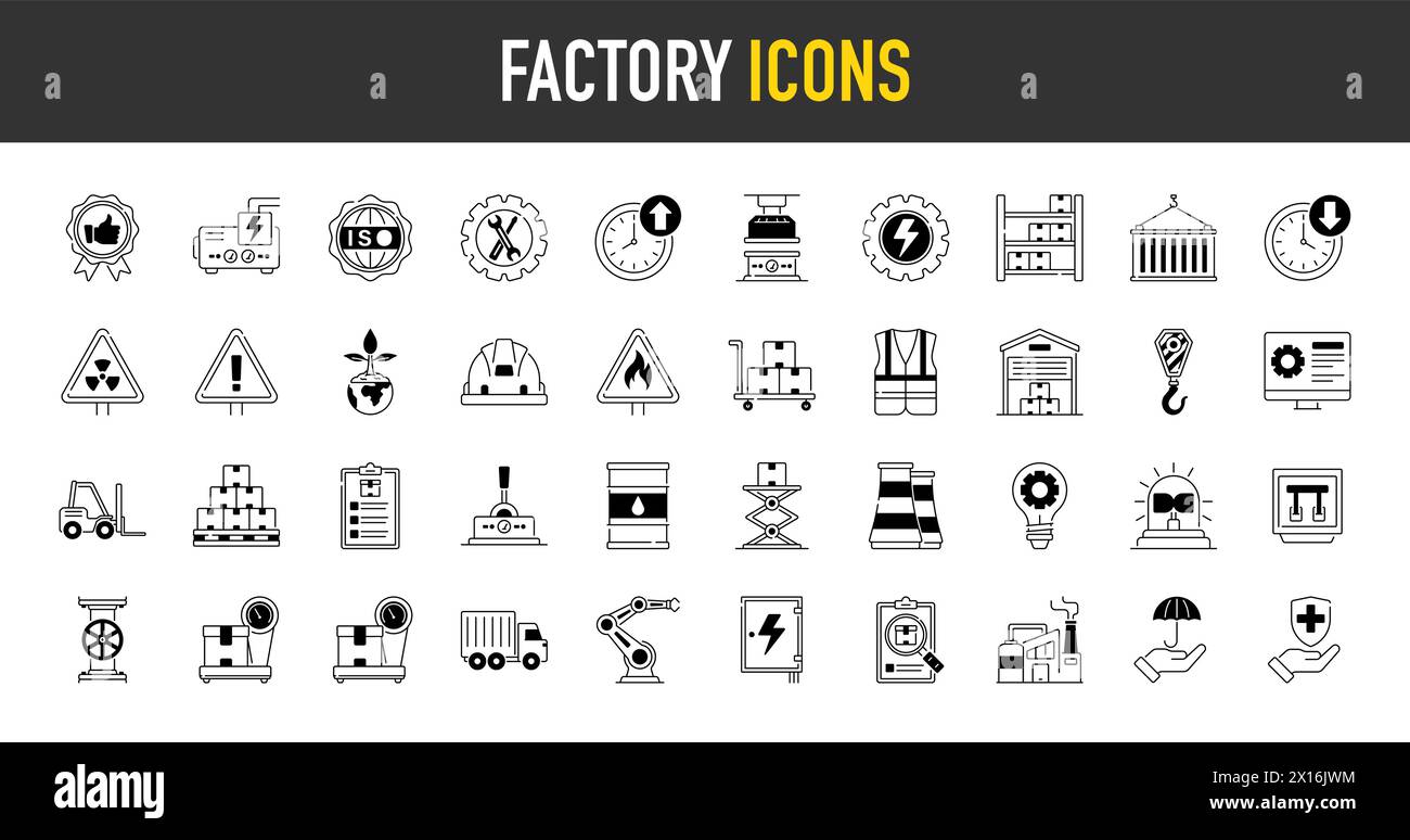 Set of factory & industry tools icon vector illustration Stock Vector ...