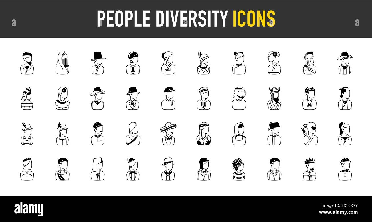 Set of people diversity vector Icons for web and app. People from ...