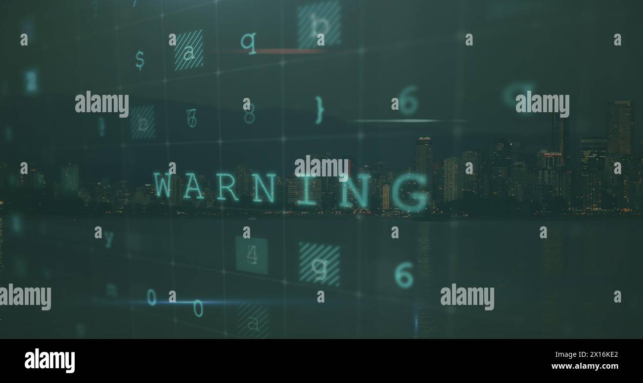Image of data processing over dark background Stock Photo