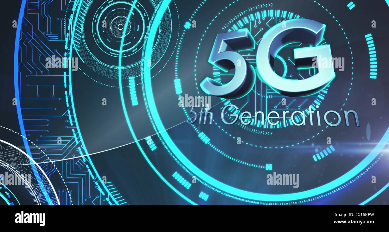 Image of 5g text over scope scanning Stock Photo