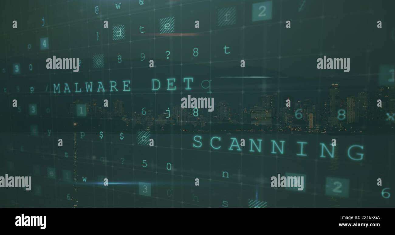 Image of data processing over dark background Stock Photo
