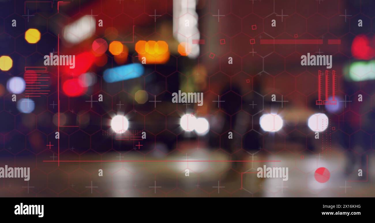 Image of data processing over cityscape Stock Photo
