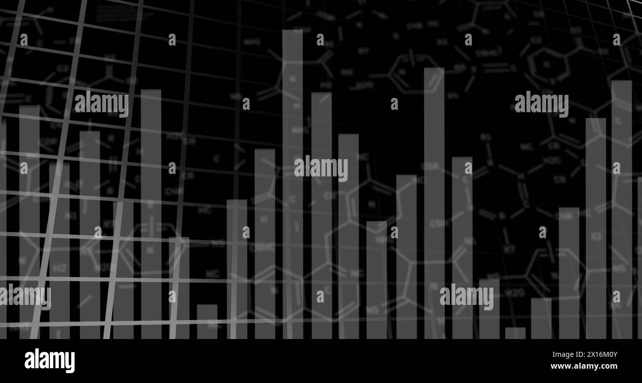 Image of financial graphs and data over black background Stock Photo