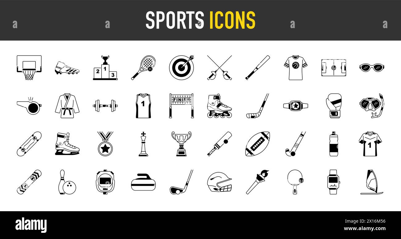 Simple Set of sport icons. Premium style icons pack. Vector ...