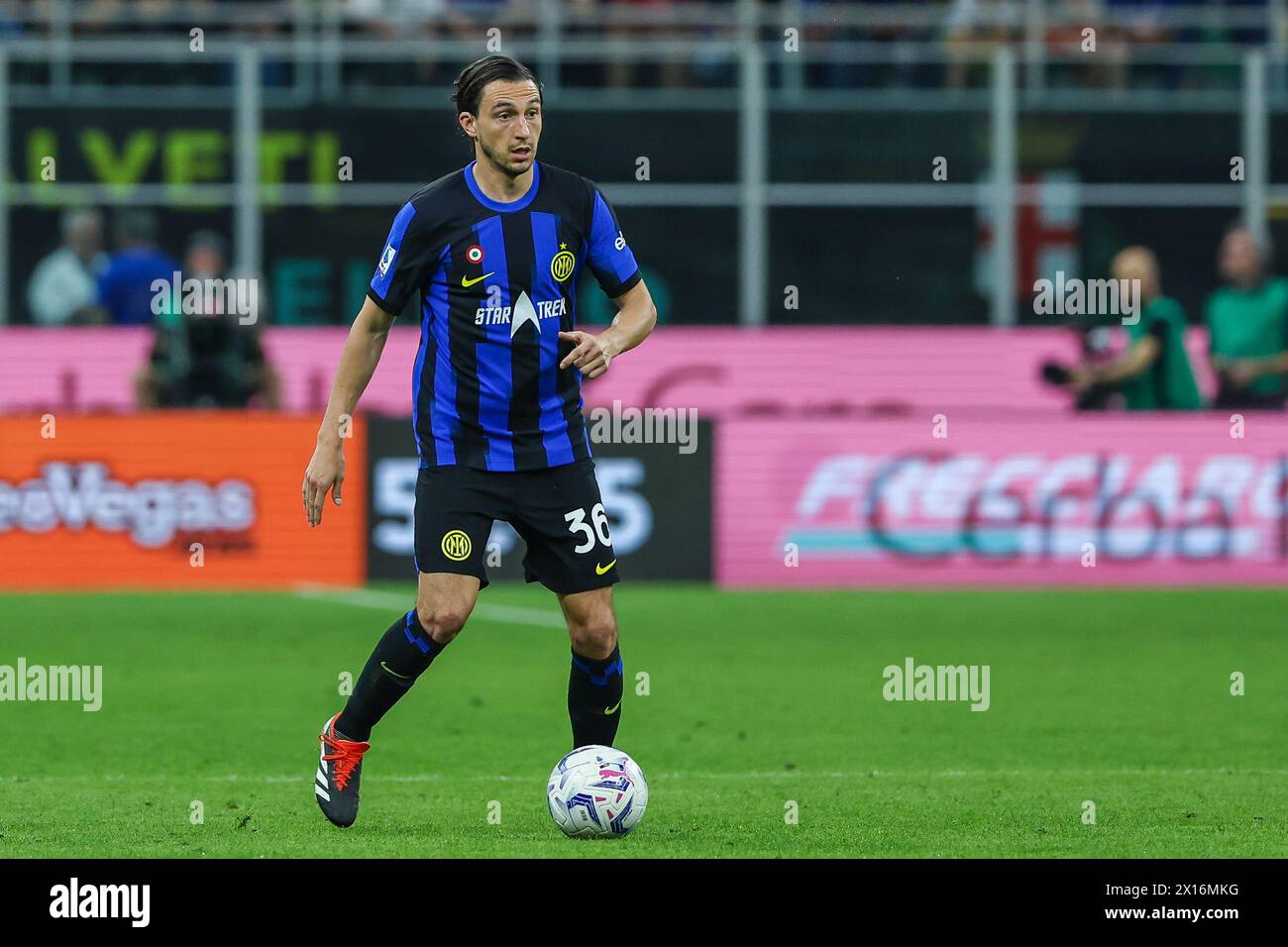 Milan, Italy. 14th Apr, 2024. Matteo Darmian of FC Internazionale seen in action during the Serie A 2023/24 football match between FC Internazionale and Cagliari Calcio at Giuseppe Meazza Stadium. Final score; Inter 2:2 Cagliari. Credit: SOPA Images Limited/Alamy Live News Stock Photo