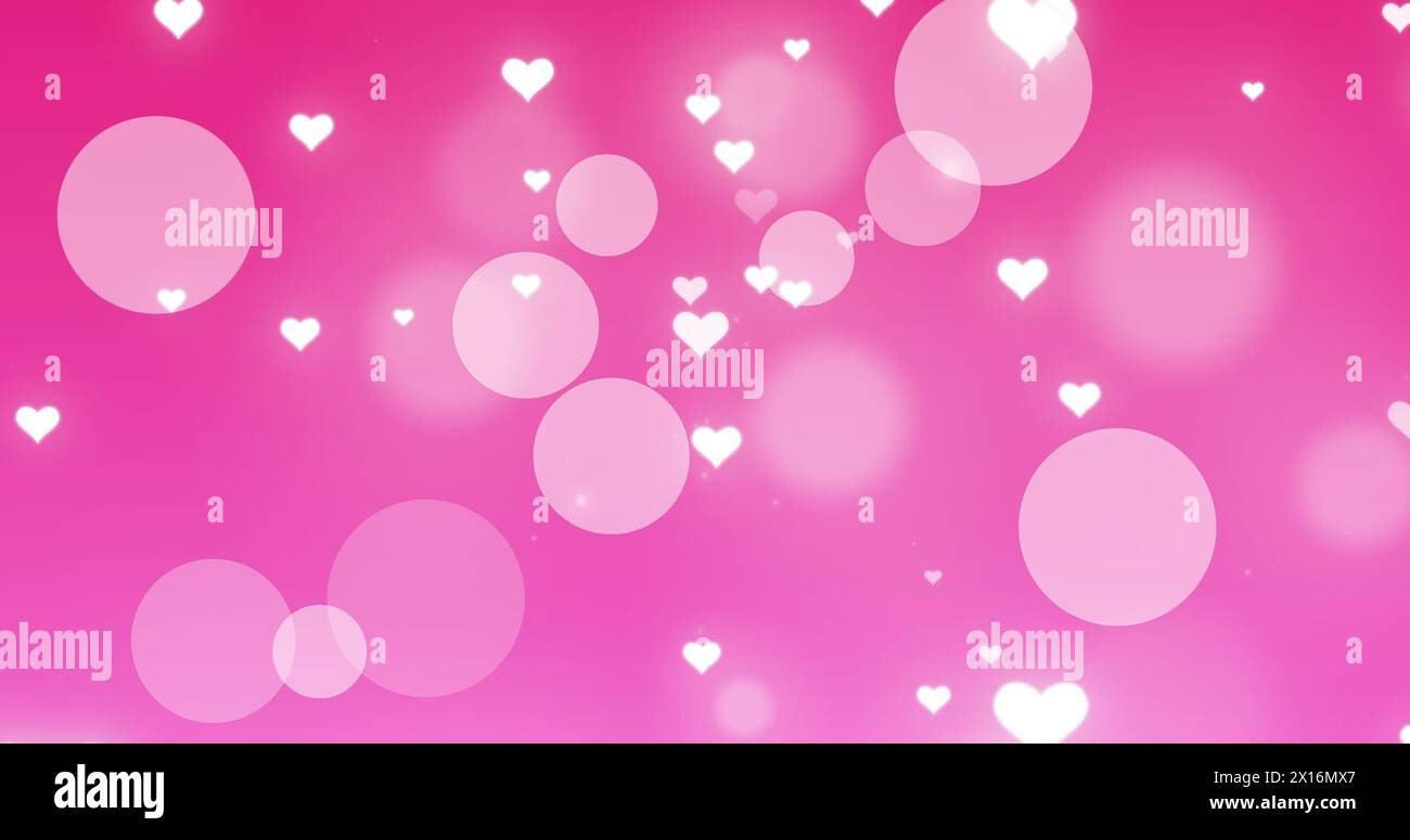 Image of dots and hearts on pink background Stock Photo - Alamy