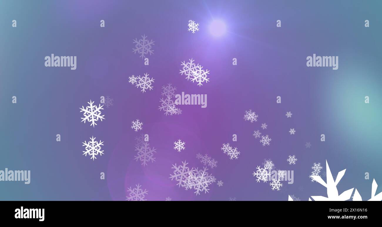 Image of snowflakes over background with colorful lights Stock Photo ...