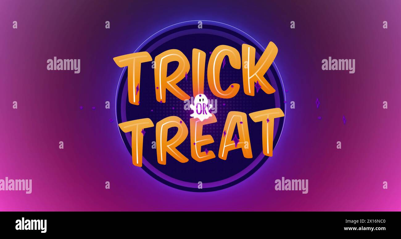 Image of trick or treat text over circles Stock Photo
