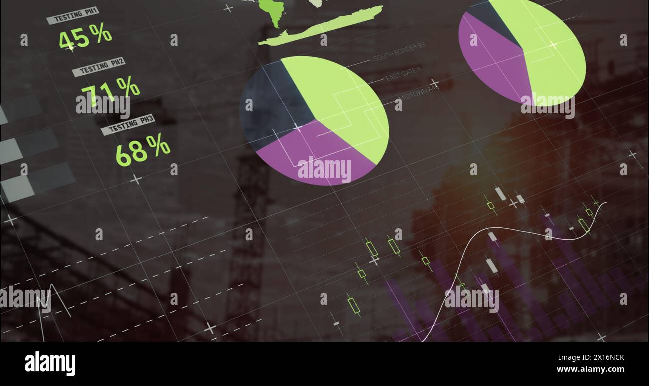 Image of data processing over landscape Stock Photo