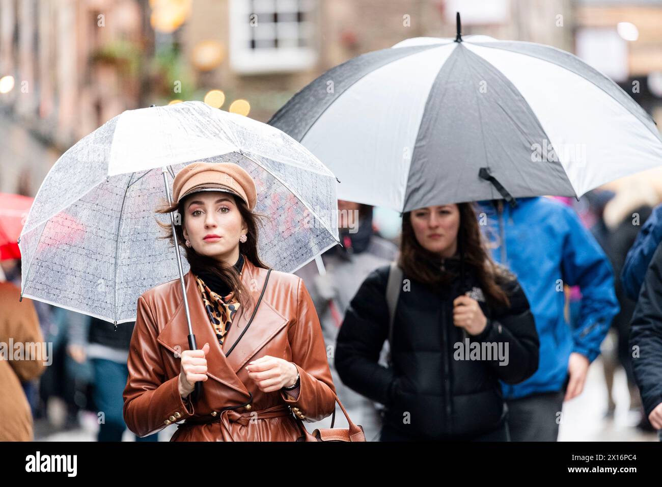 Public scenes in Edinburgh, as parts of the country is under a Met weather yellow warning for rainfall after Storm Kathleen.  Credit: Euan Cherry Stock Photo