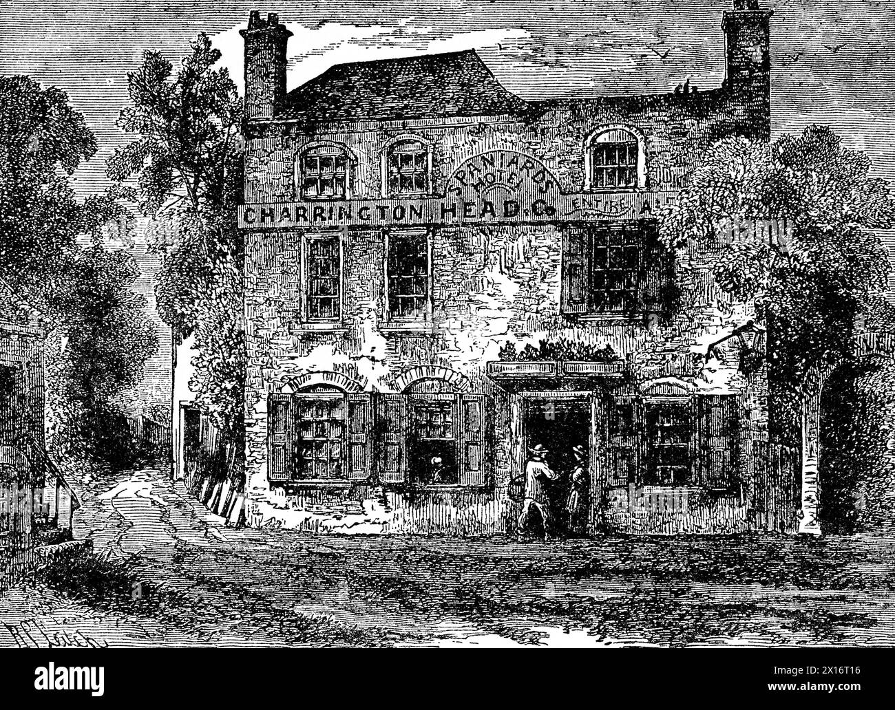 The Spaniards Inn, Hampstead, London. 19th century. The Spaniards Inn is a 16th century public house on Spaniards Road, between Hampstead and Highgate in London, England. Stock Photo