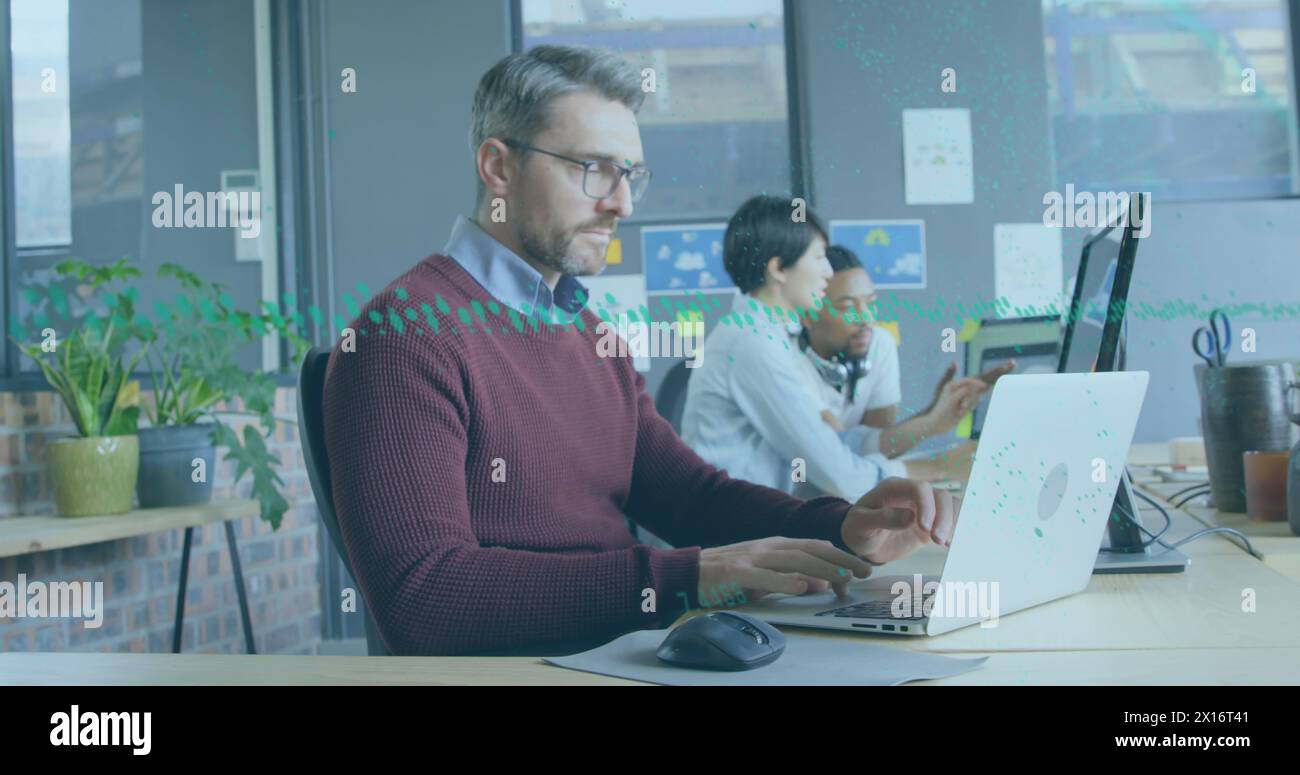 Image of financial data processing over diverse business people Stock ...