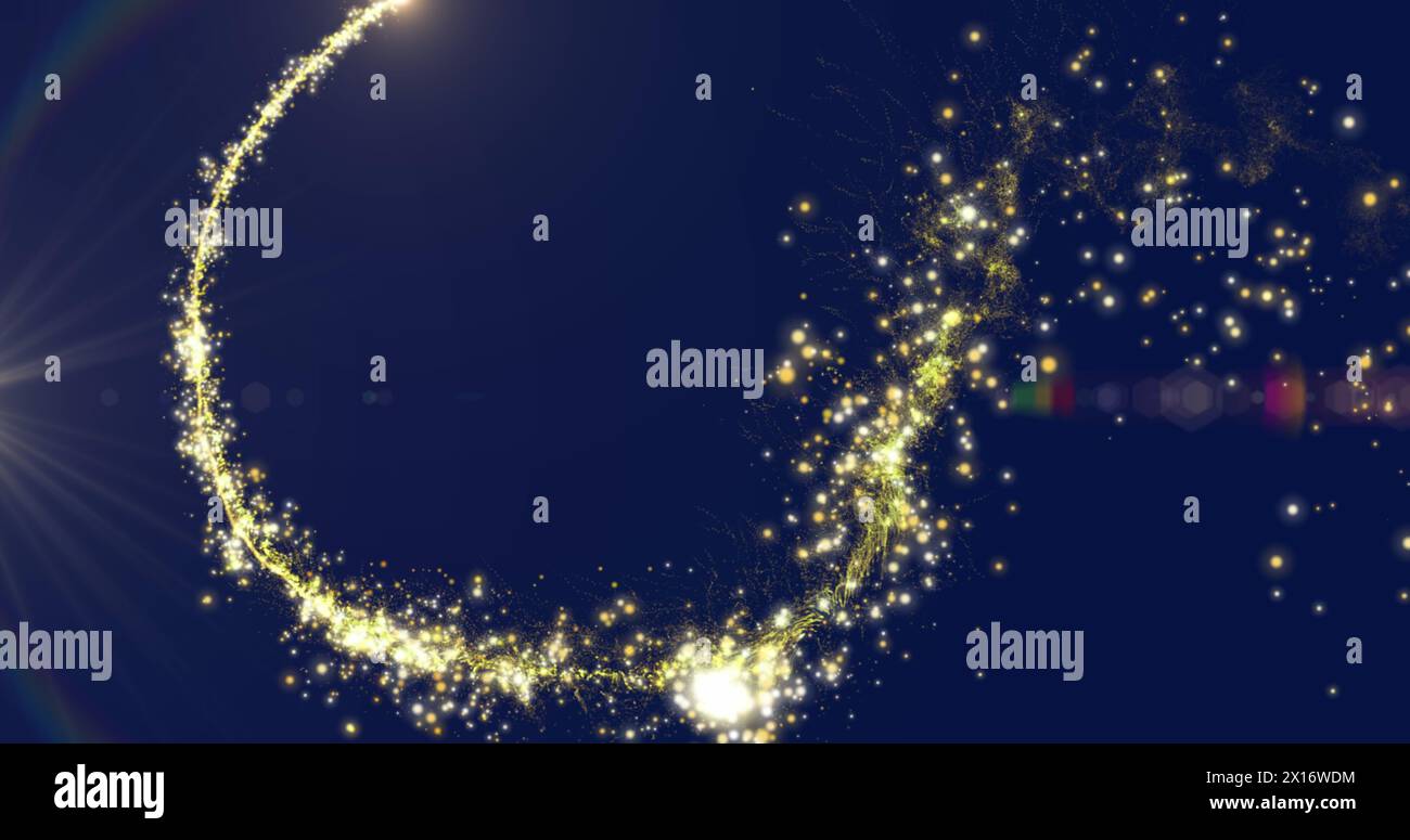Image of light spots over black background Stock Photo