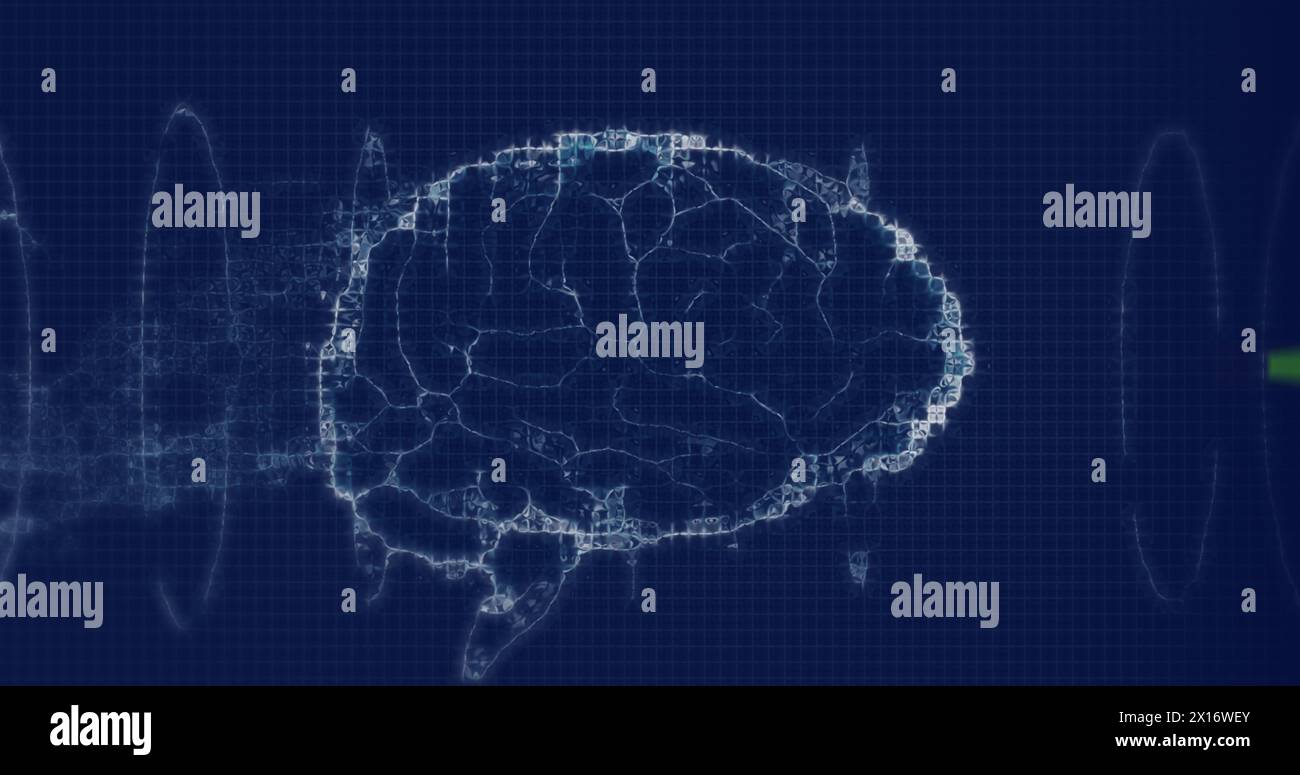 Image of digital brain on black background Stock Photo - Alamy