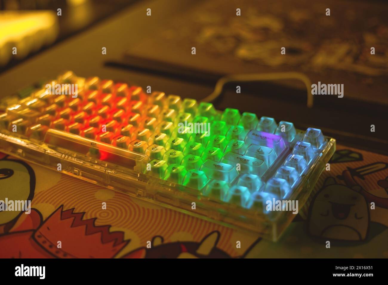 Professional backlit gaming keyboard Stock Photo