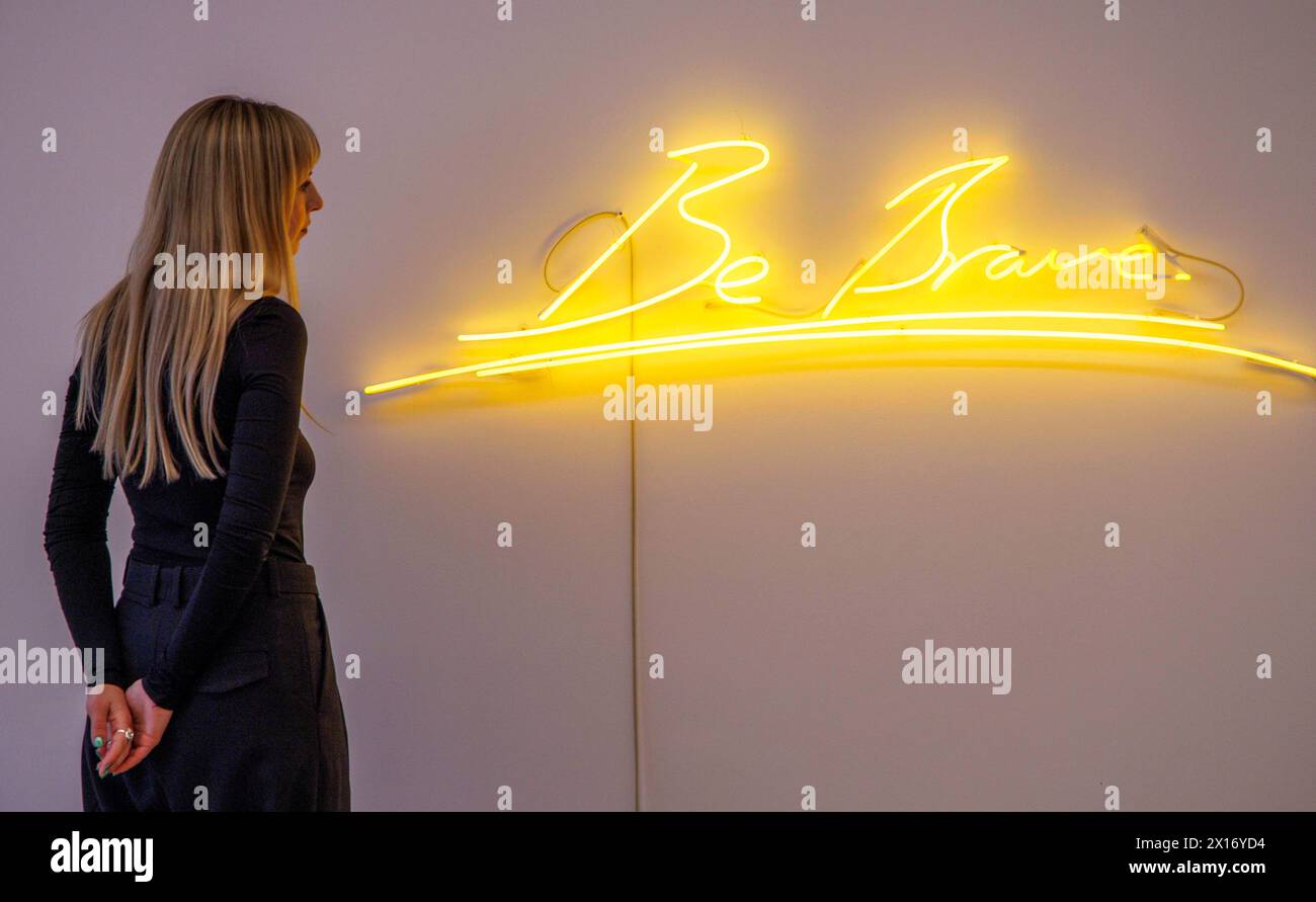 London, UK 15 April 2024 'Be Brave', 2014, by Tracey Emin (Est. £30,000