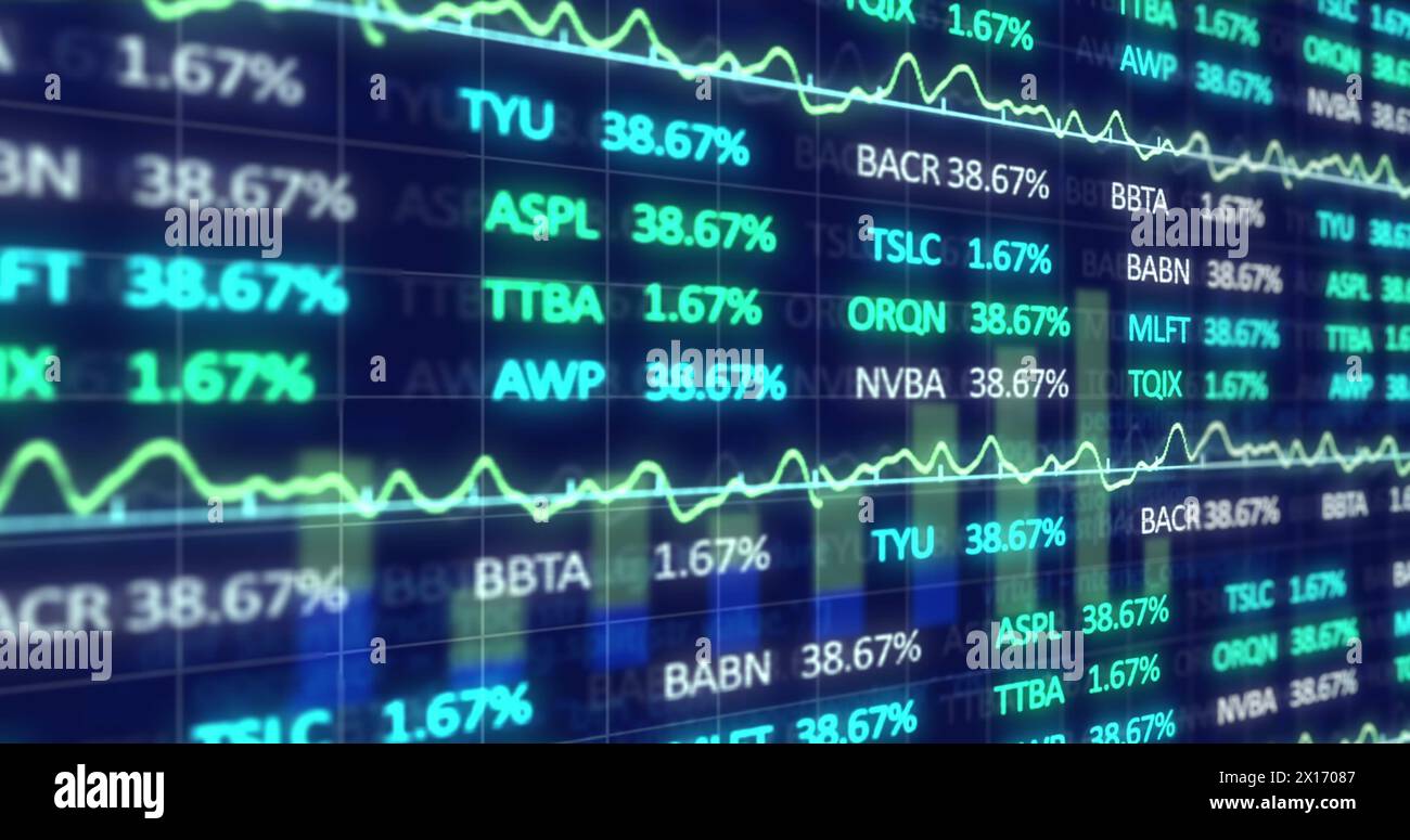 Image of financial data processing over statistics Stock Photo