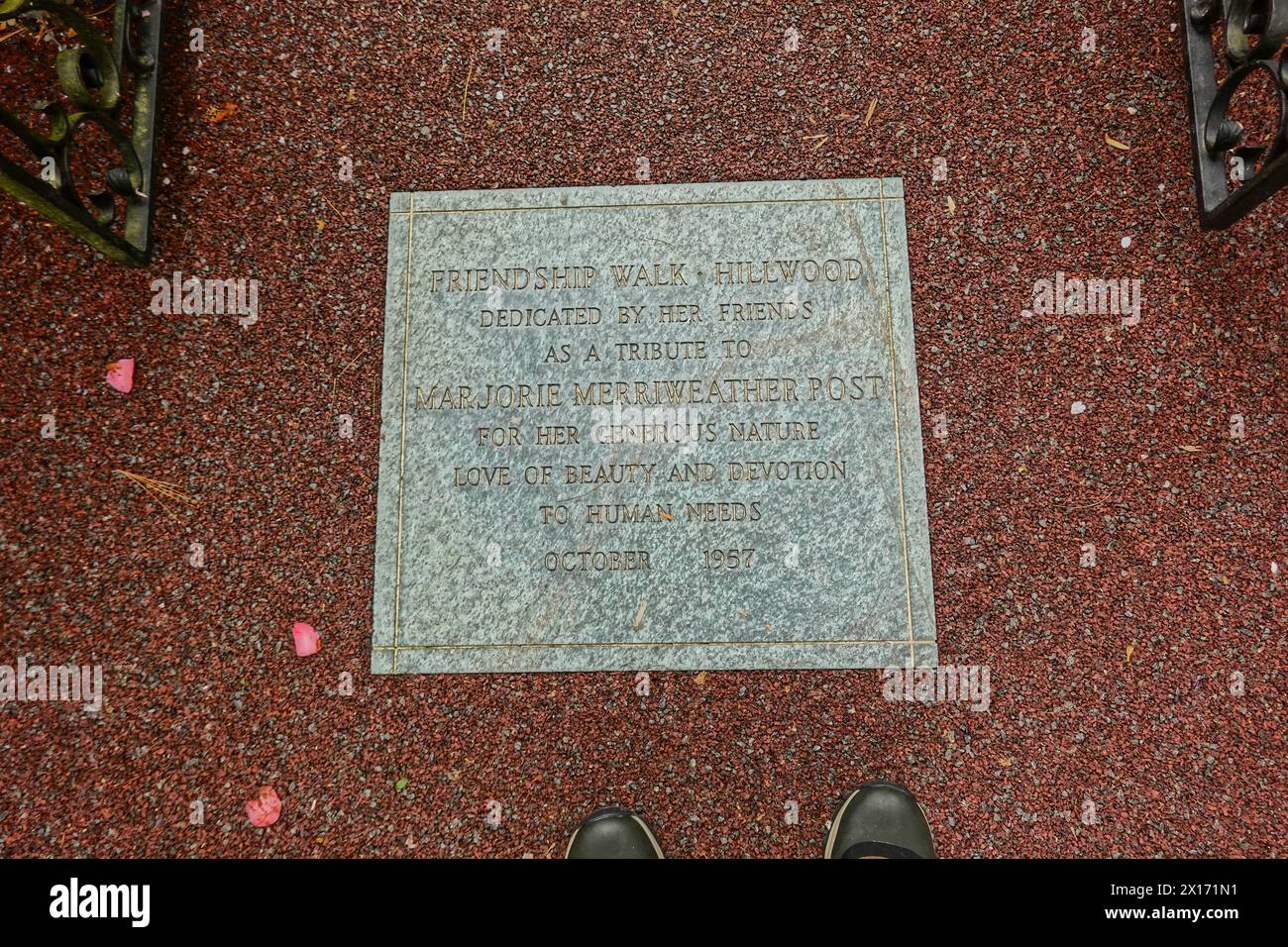 Memorial Sign Along the Friendship Walk at the Hillwood Mansion Museum