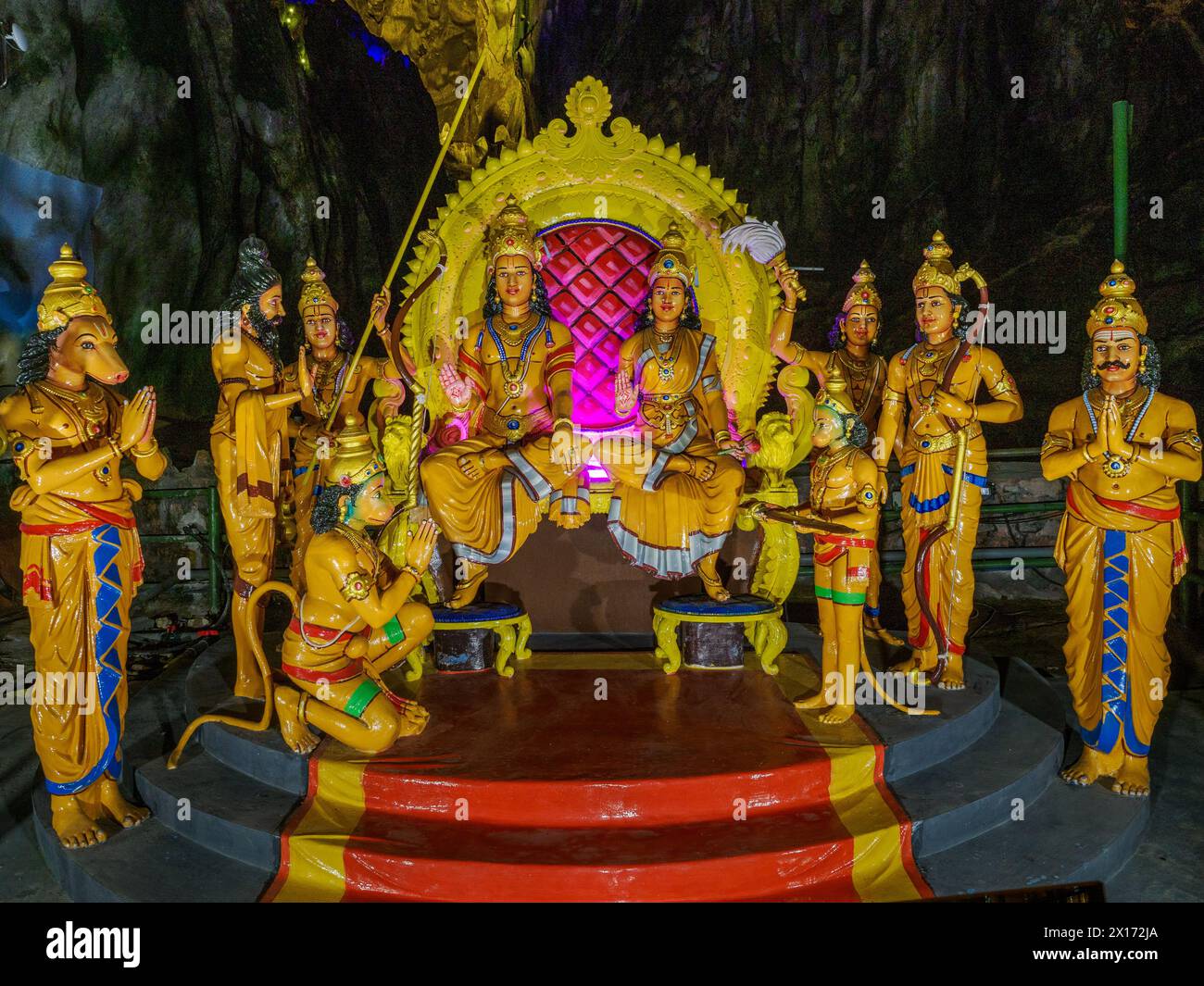 Sri Ramayana Cave temple, Kuala Lumpur, Malaysia, 2024. The cave depicts the story of Rama as a chronicle along the walls of the cave. Stock Photo