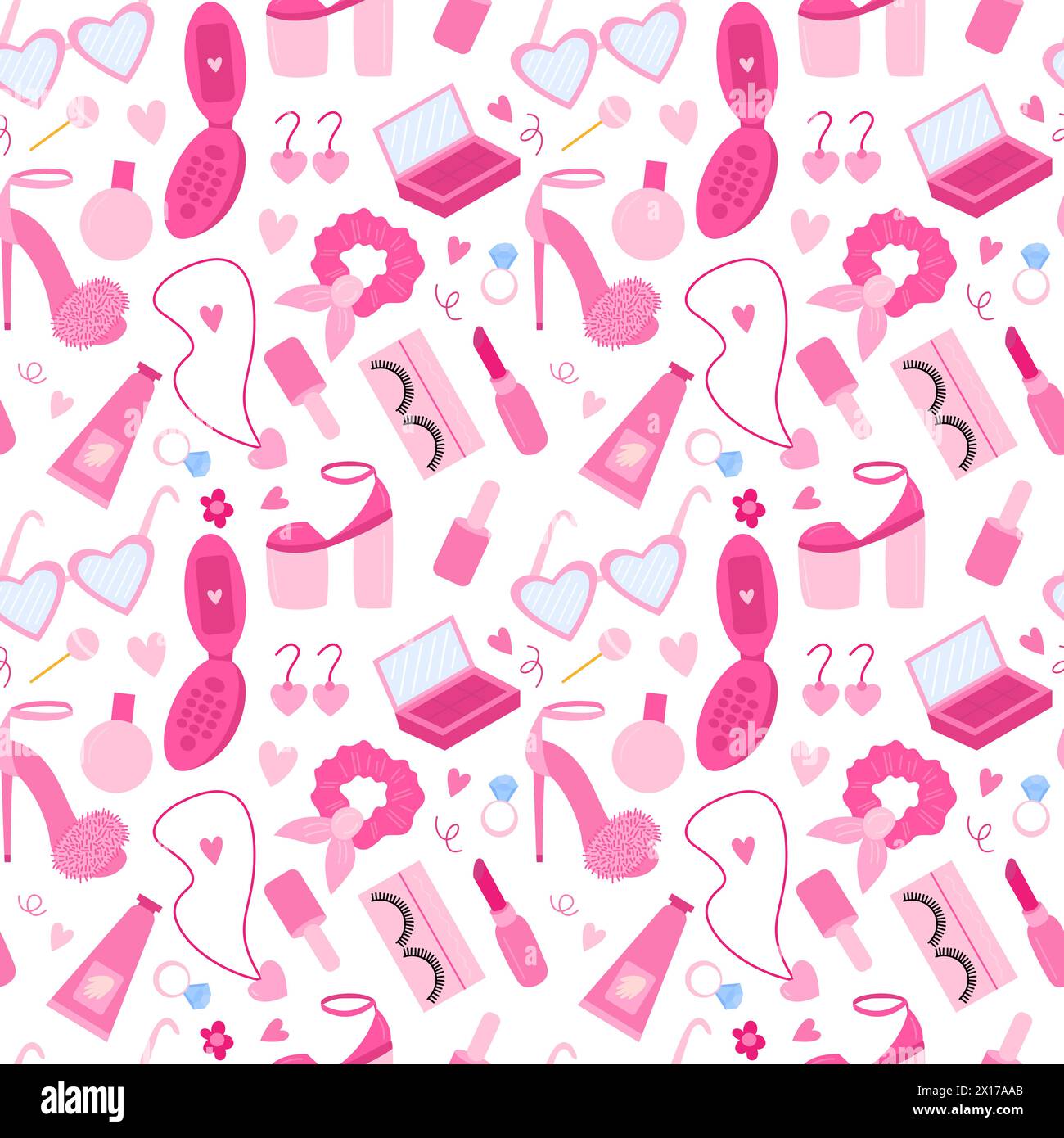 Pink barbiecore objects Stock Vector