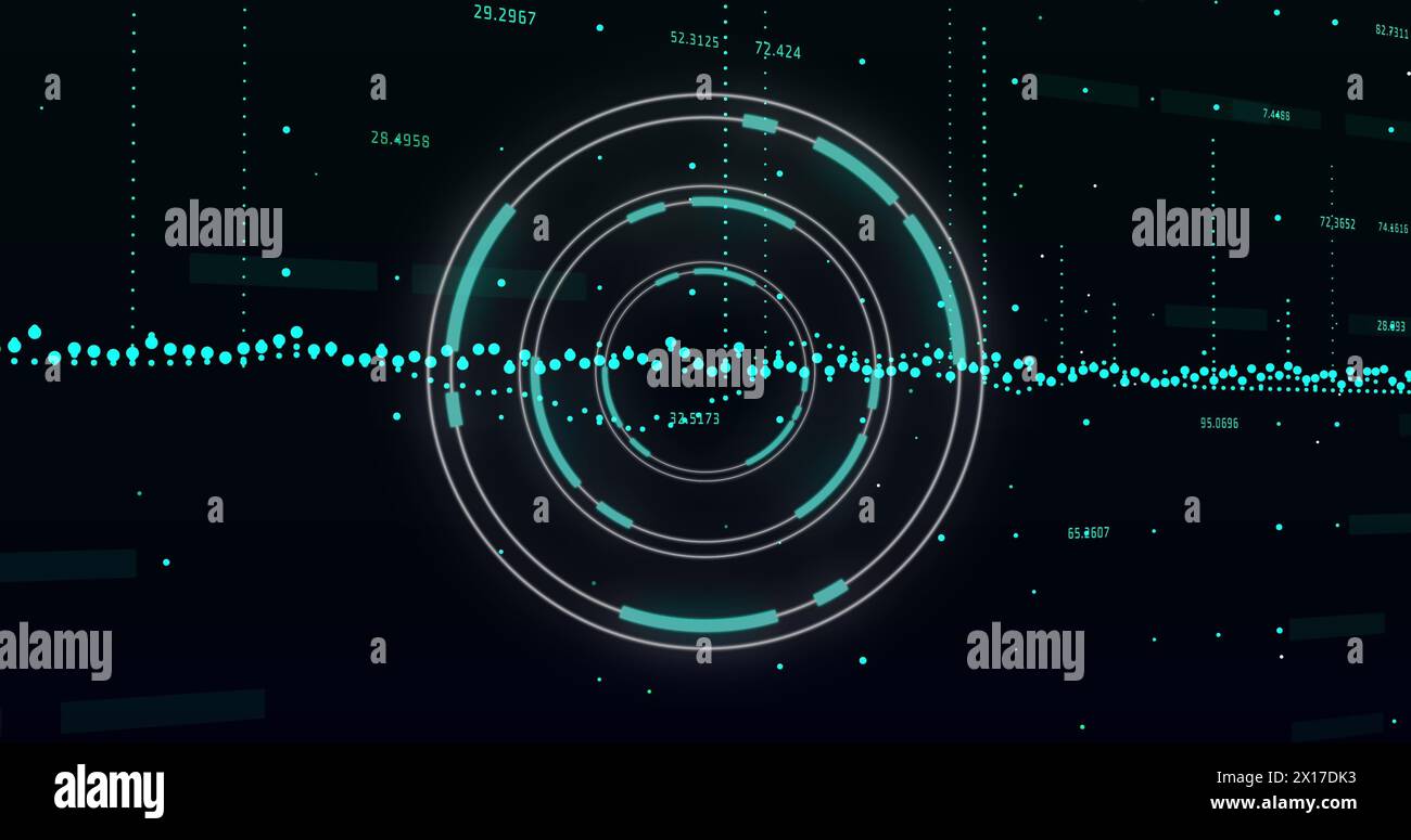 Image of scope scanning and financial data processing Stock Photo
