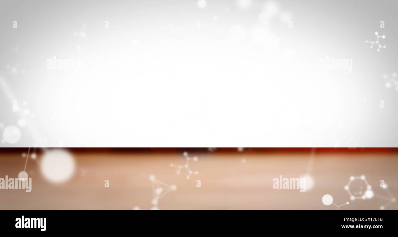 Image of white molecules floating on white background Stock Photo
