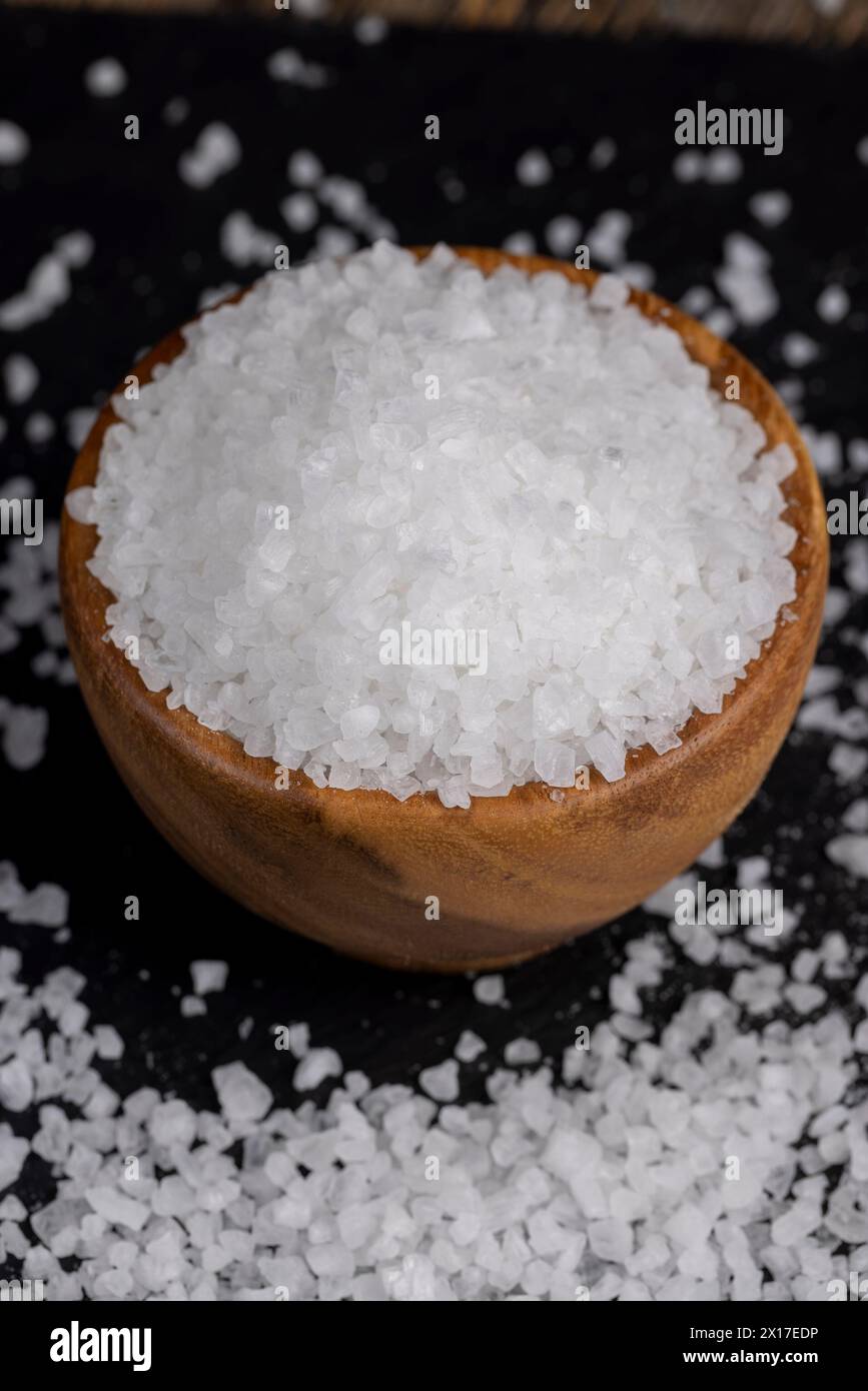 large white salt crystals for cooking, large sea salt for pickling and cooking Stock Photo