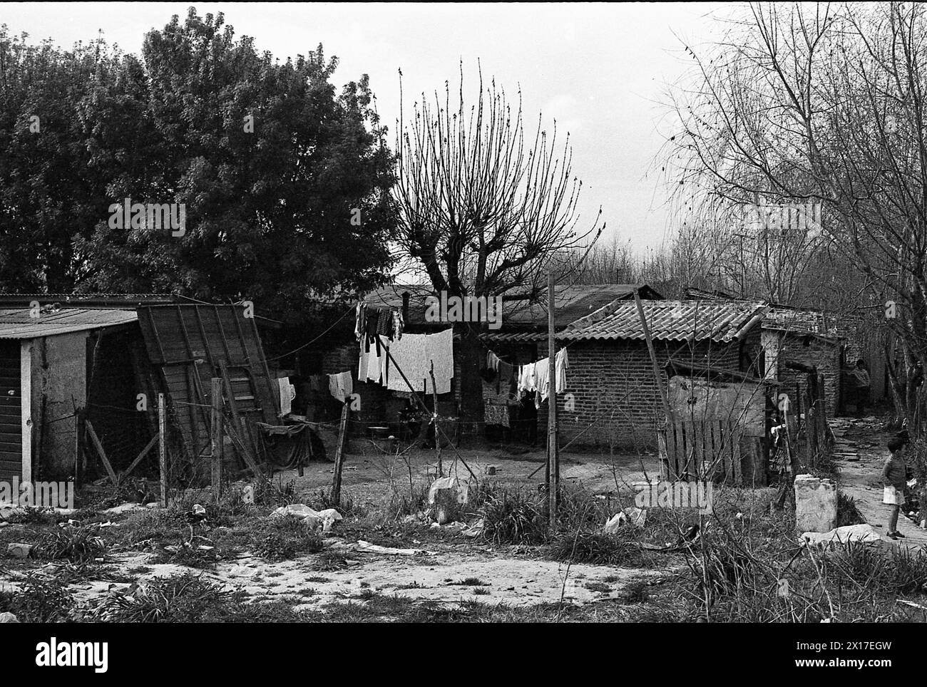 Barrio Lacarra, a Buenos Aires poor neighborhood or 'villa miseria' (misery village), August 6th, 1971. Stock Photo