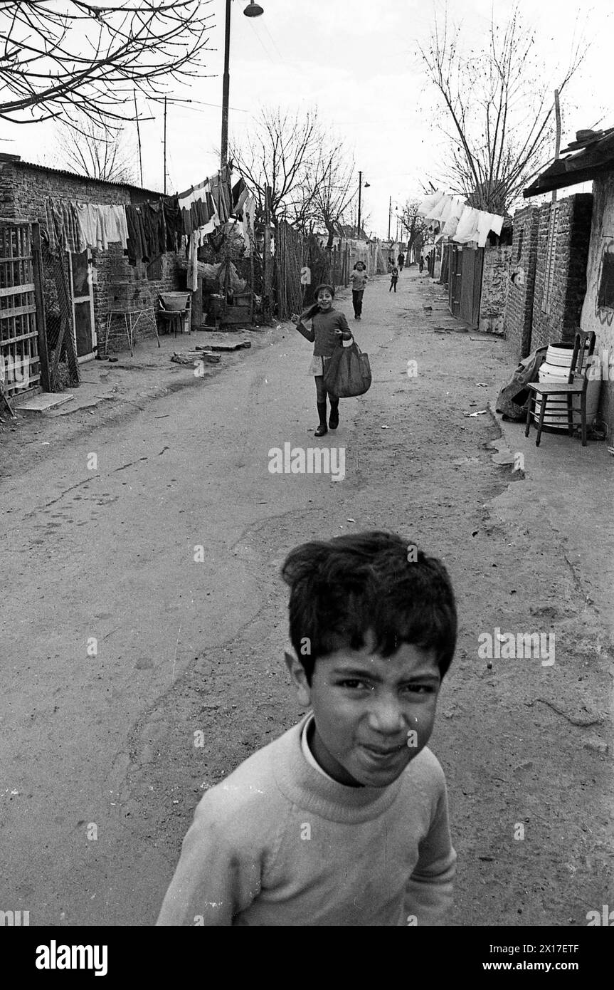 Barrio Lacarra, a Buenos Aires poor neighborhood or 'villa miseria' (misery village), August 6th, 1971. Stock Photo