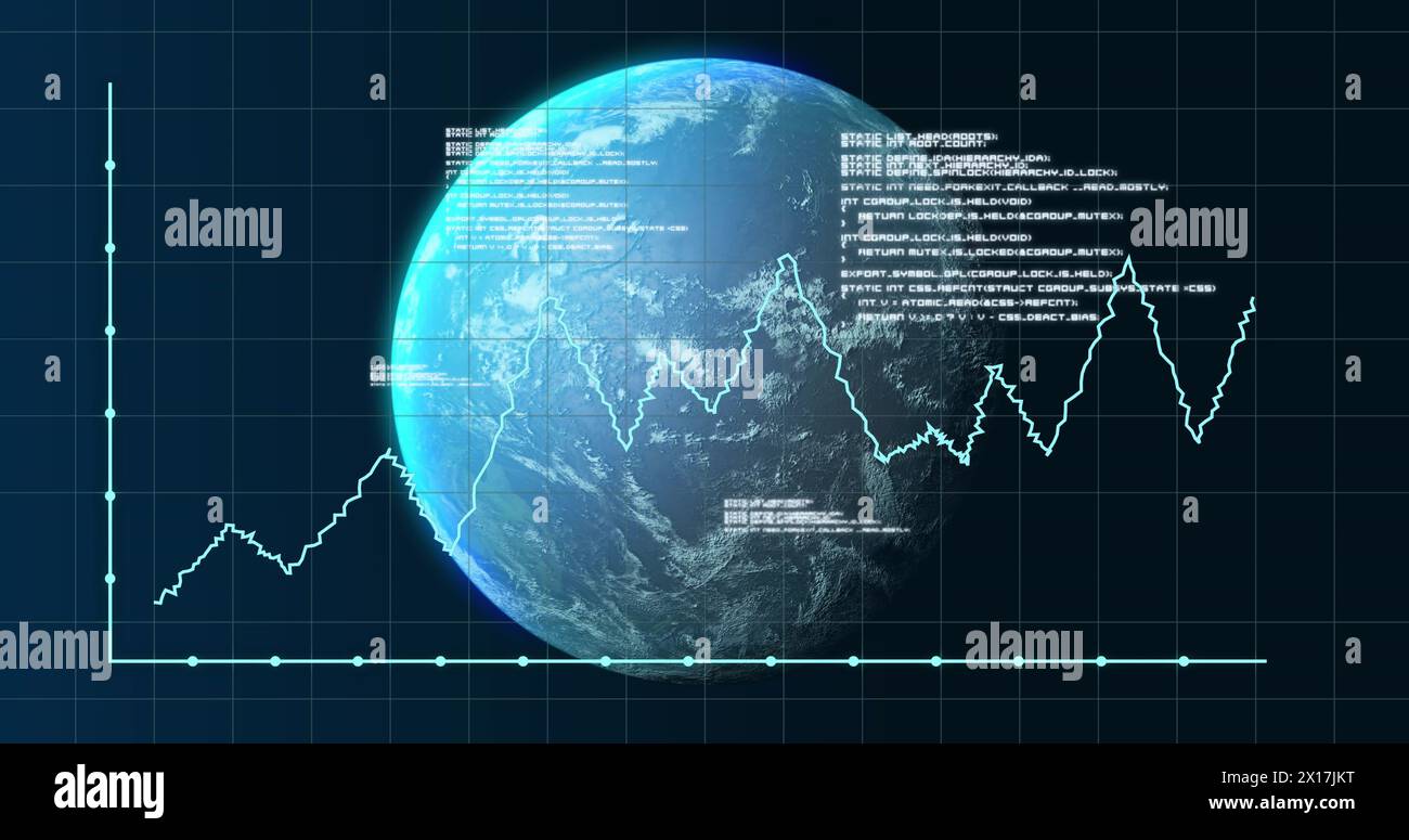 Image of globe over data processing Stock Photo
