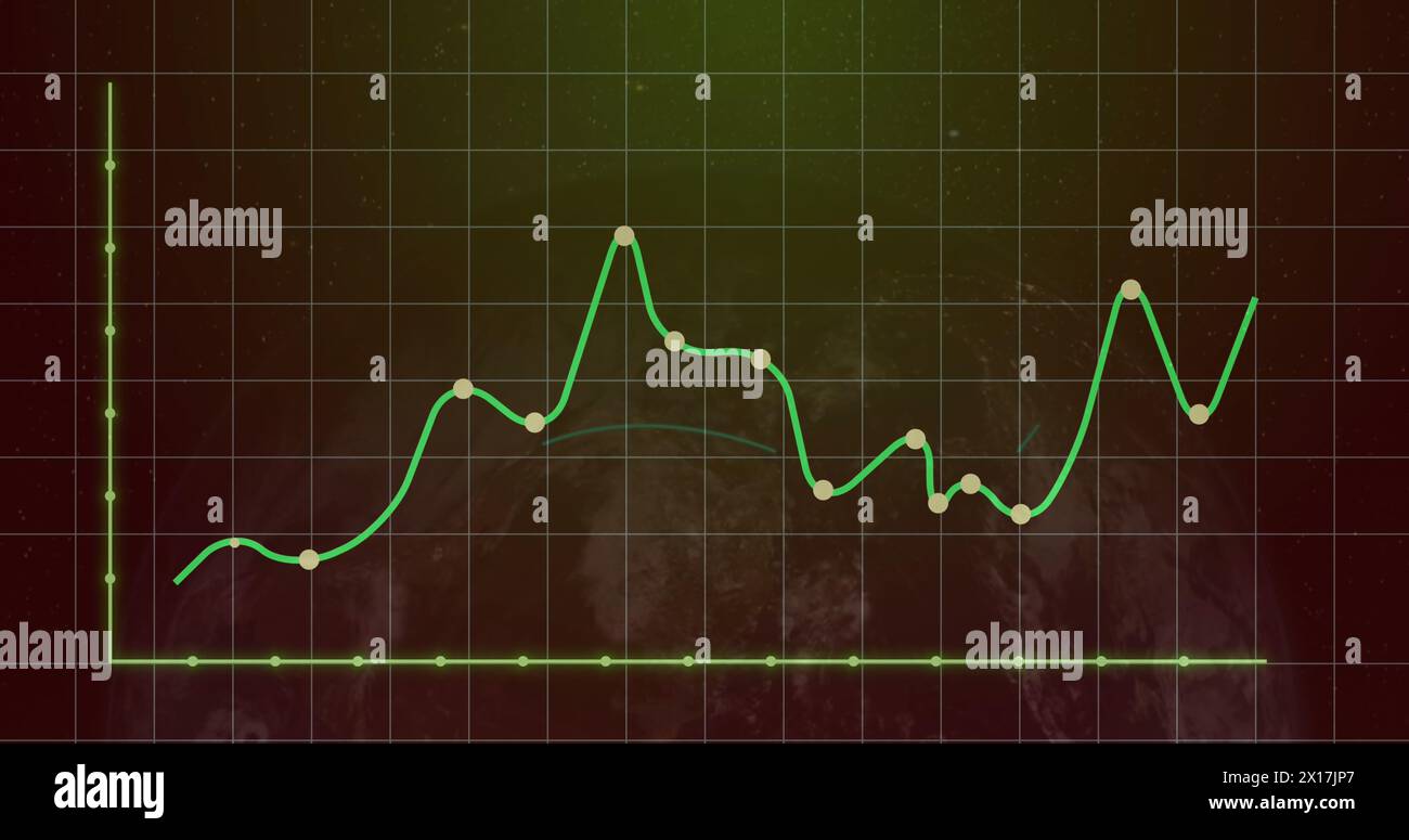 Image of globe over data processing Stock Photo