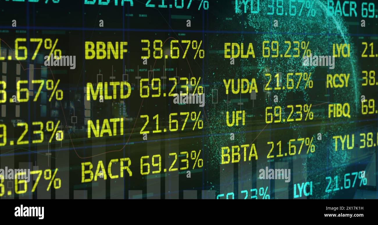 Image of financial data processing and statistics recording Stock Photo