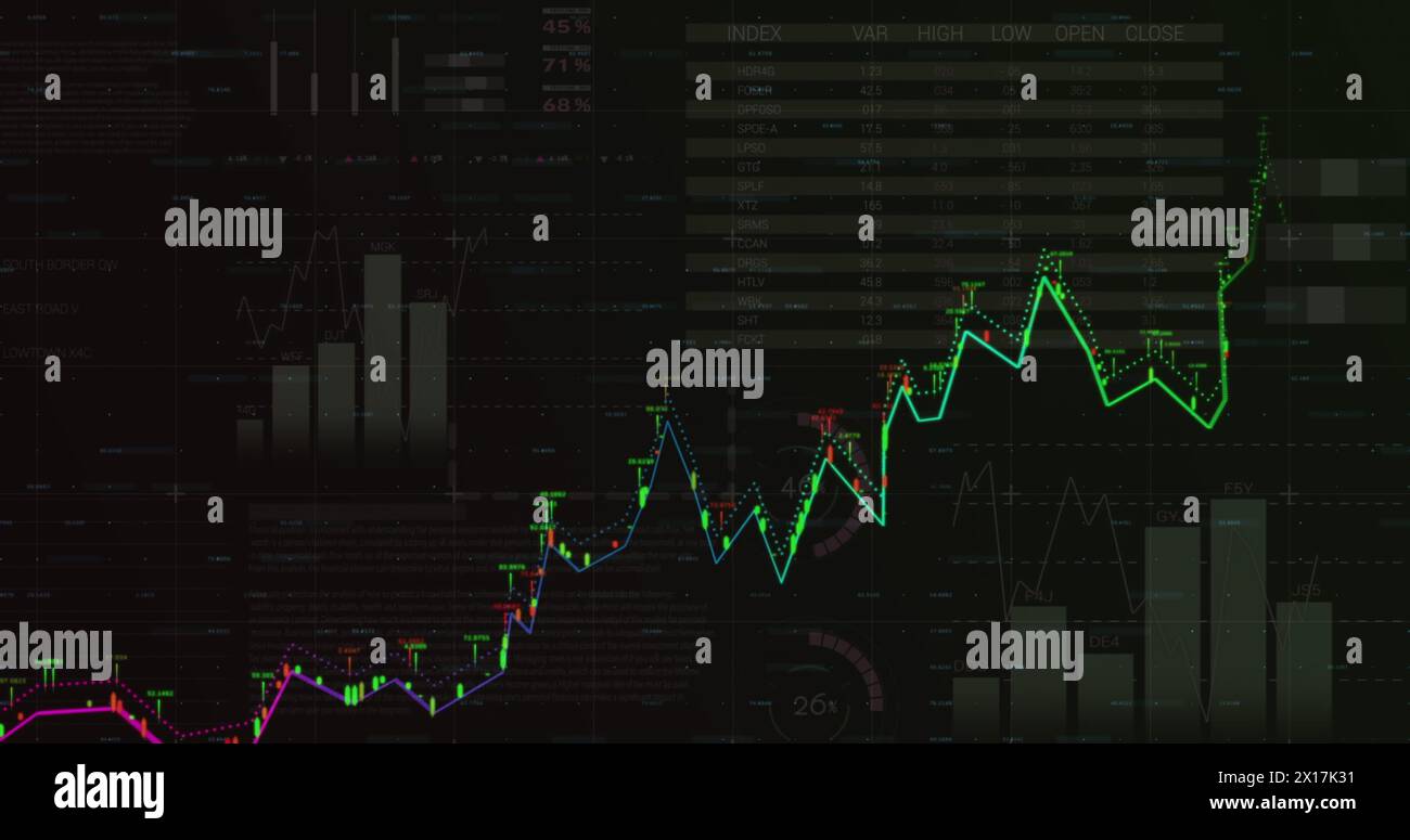 Image of financial data processing and statistics recording Stock Photo