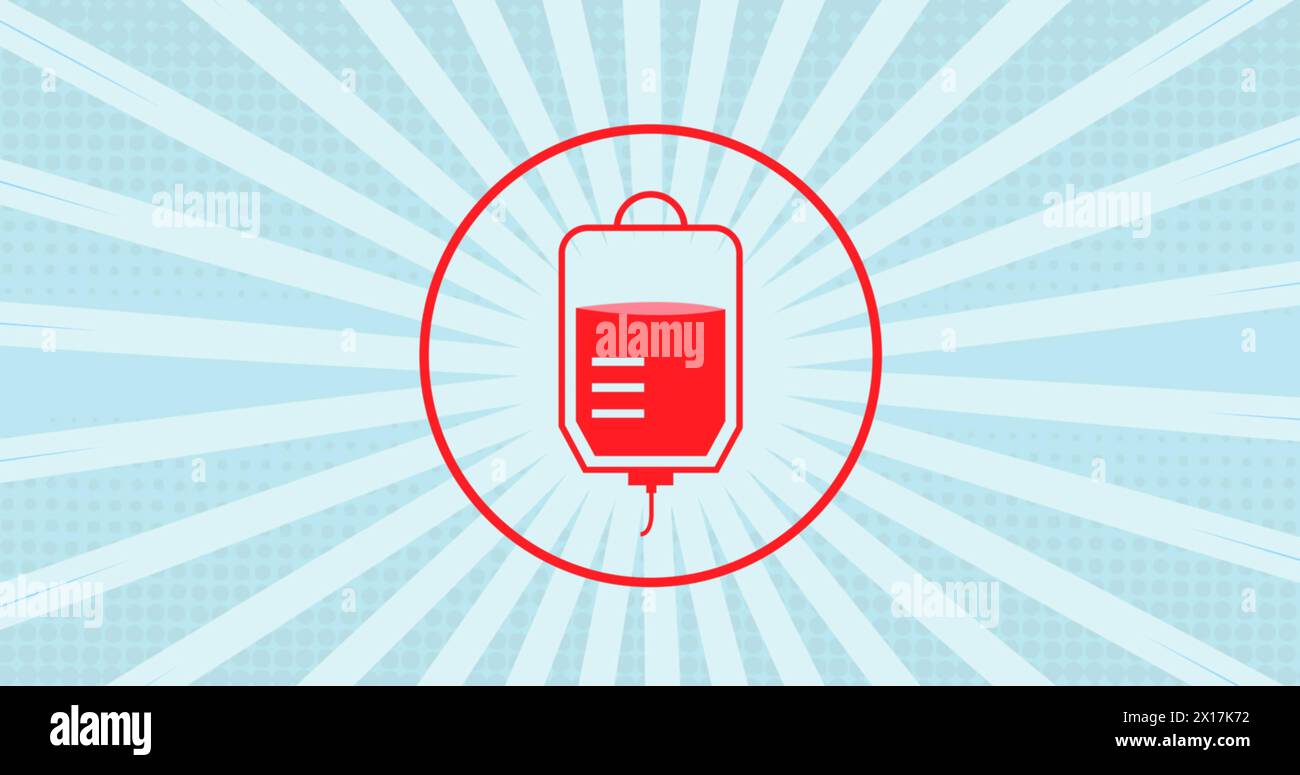 Image of blood bag icon and white lines on blue background Stock Photo ...