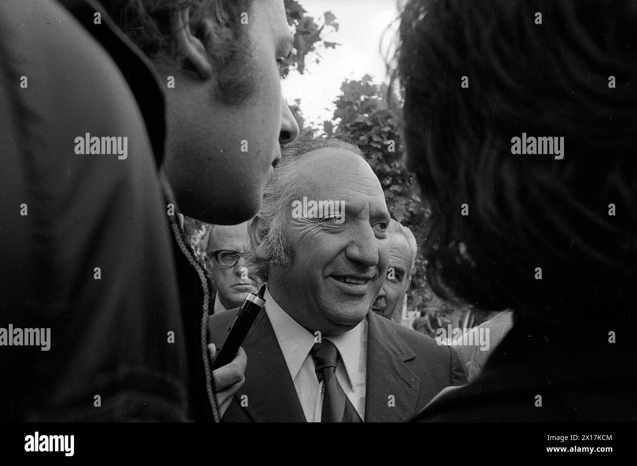 Argentine union leader Lorenzo Miguel arrives at Juan Peron´s residence
