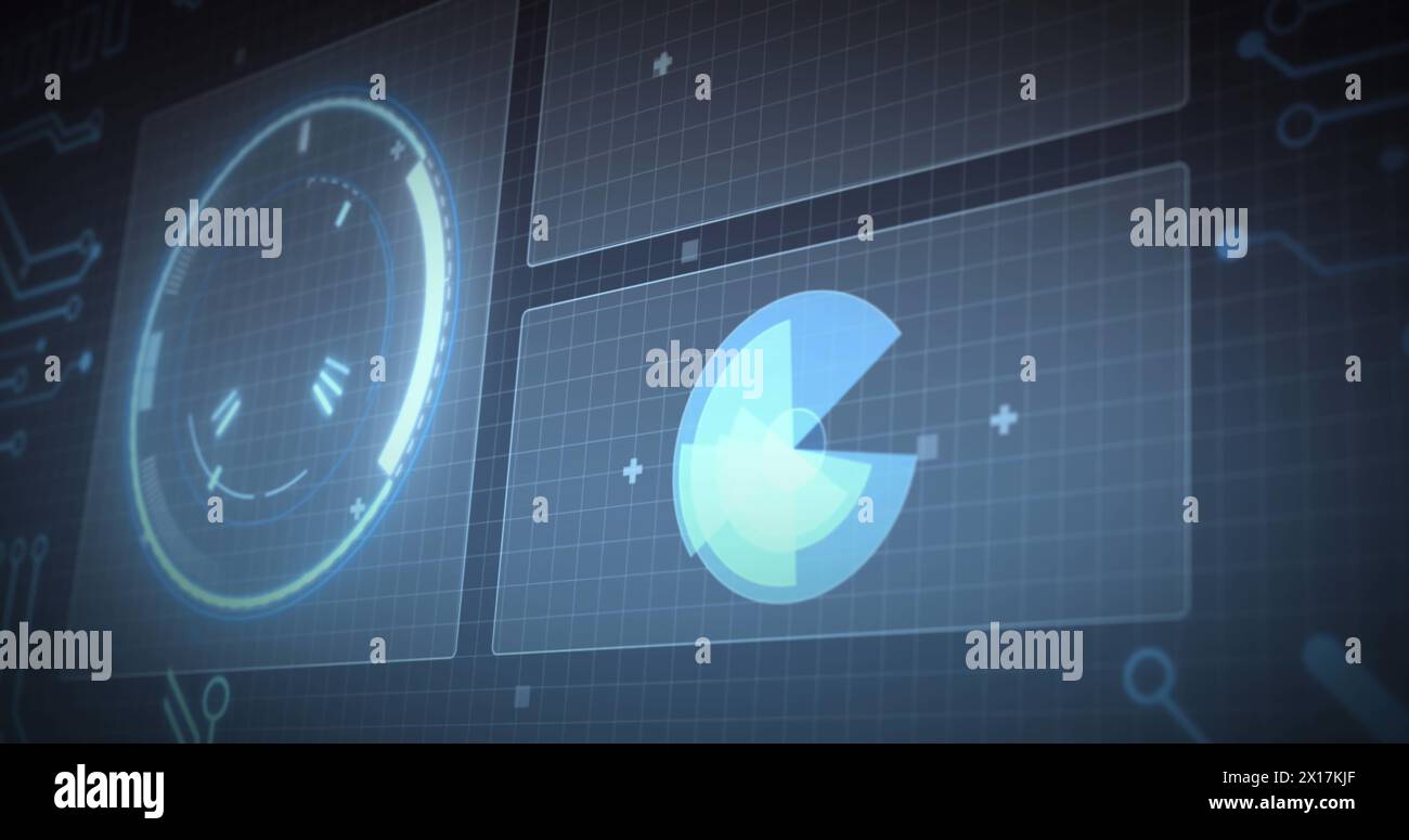 Image of data processing over dark background Stock Photo