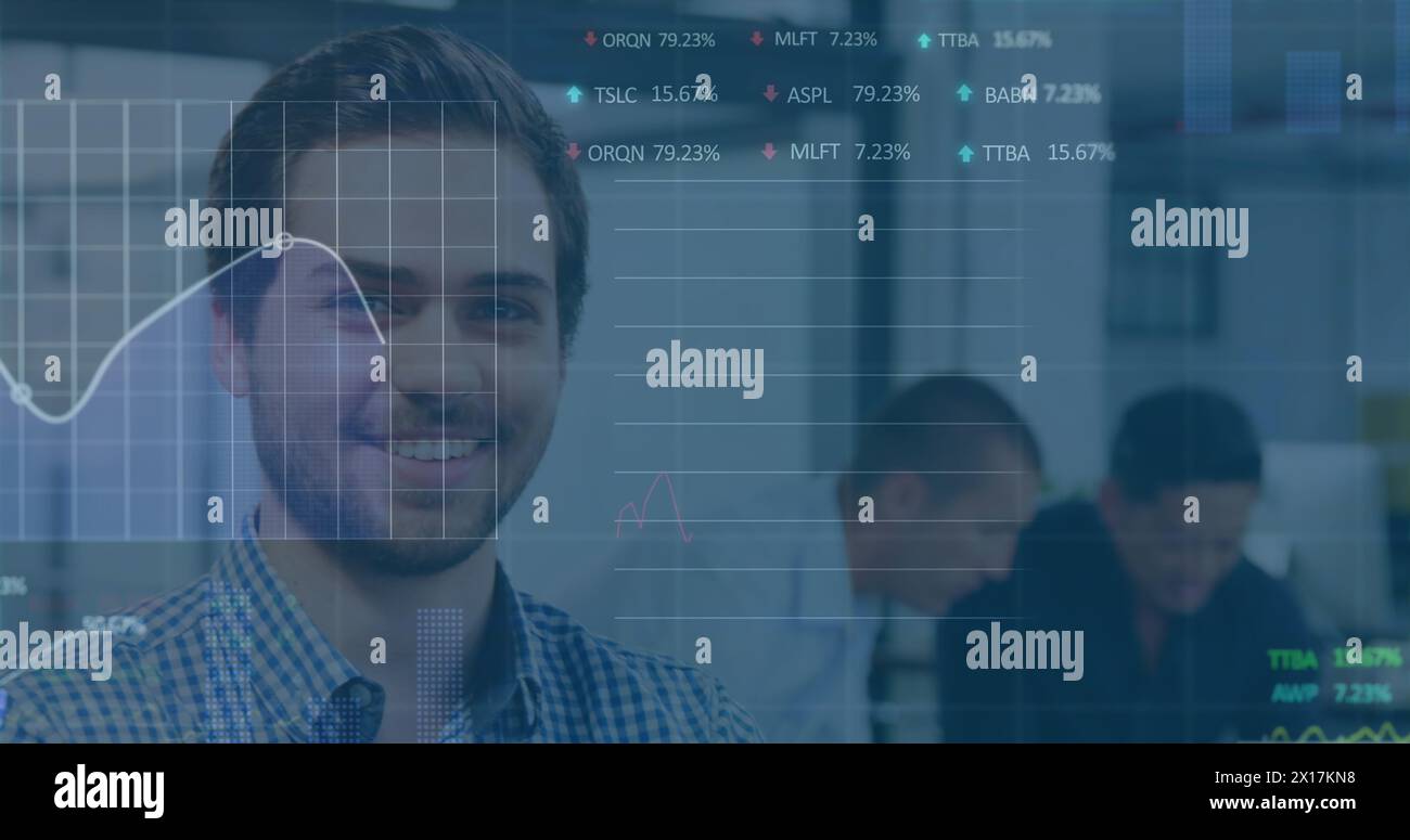 Image of data processing over businessman Stock Photo