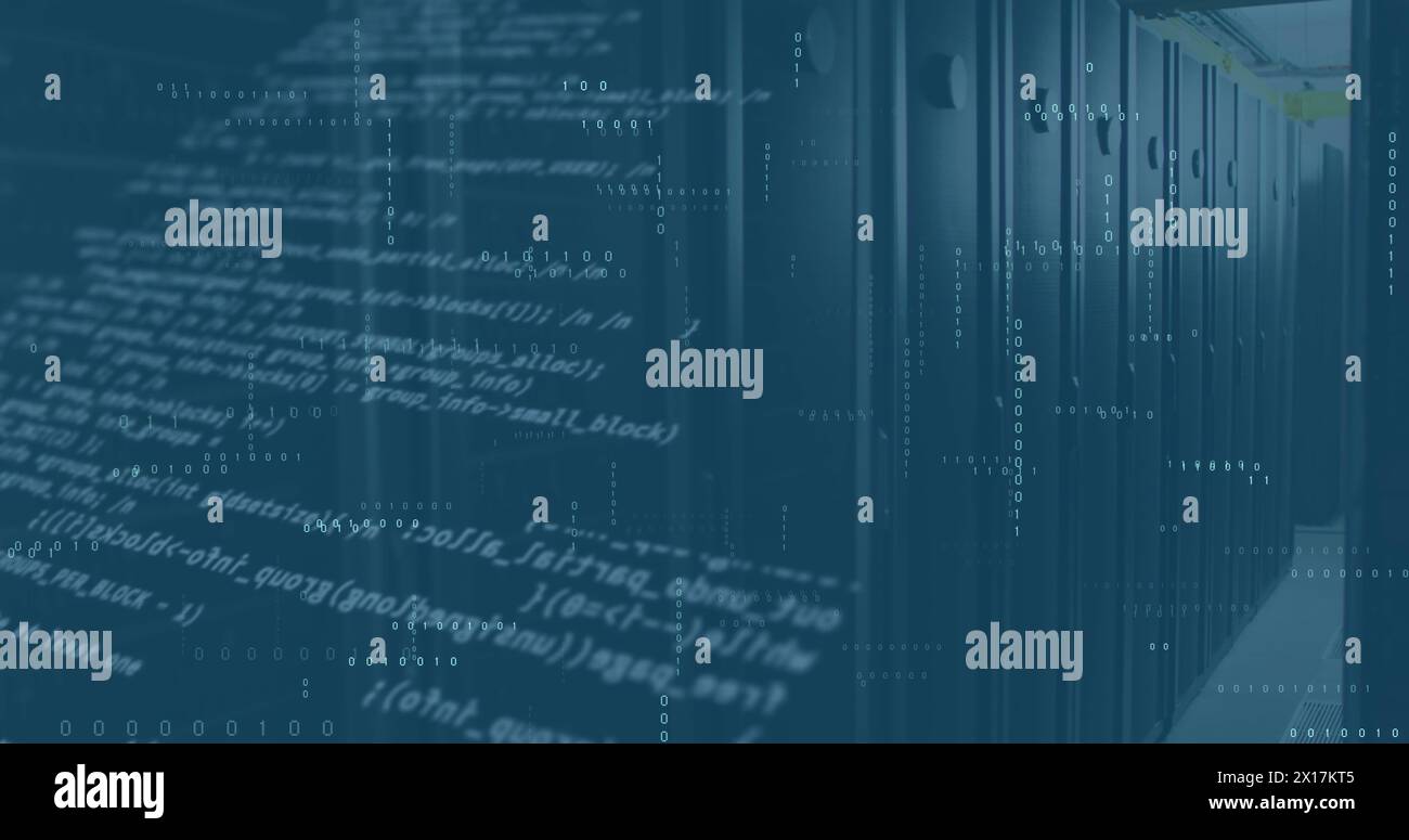 Image of mathematical equations and data processing over computer servers Stock Photo