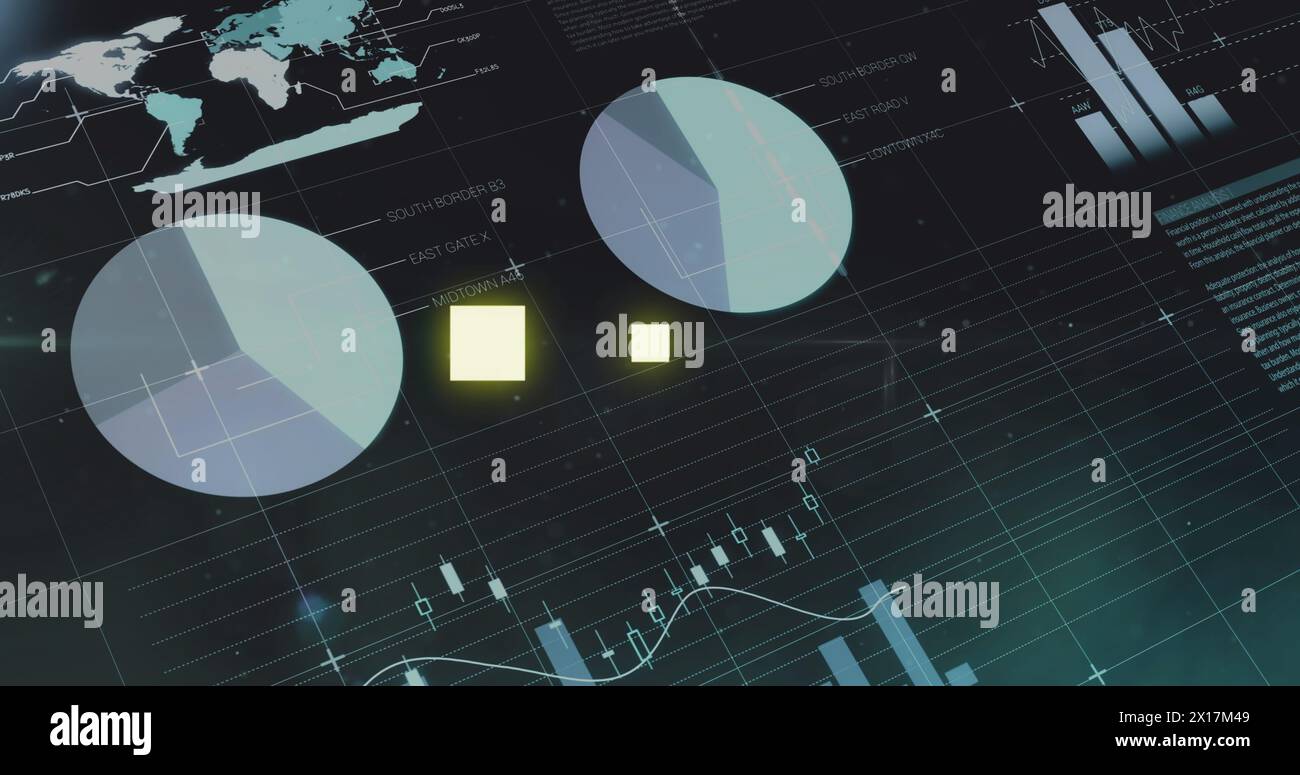 Image of statistics and data processing over screen Stock Photo
