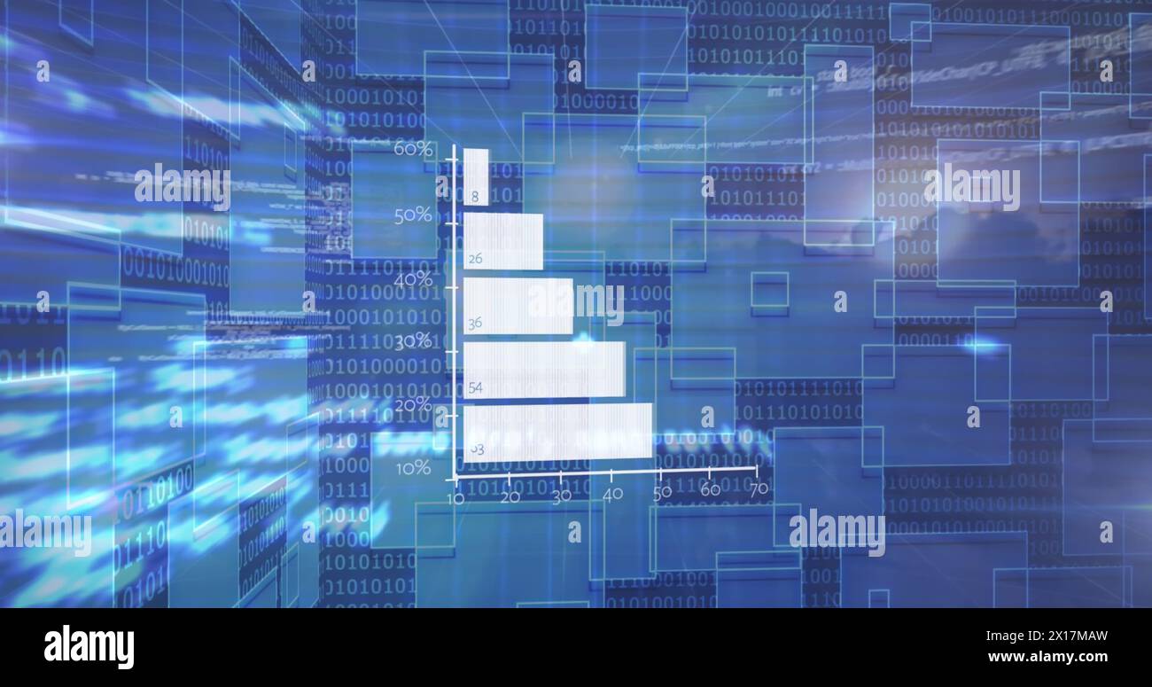 Image of data processing over shapes on white background Stock Photo