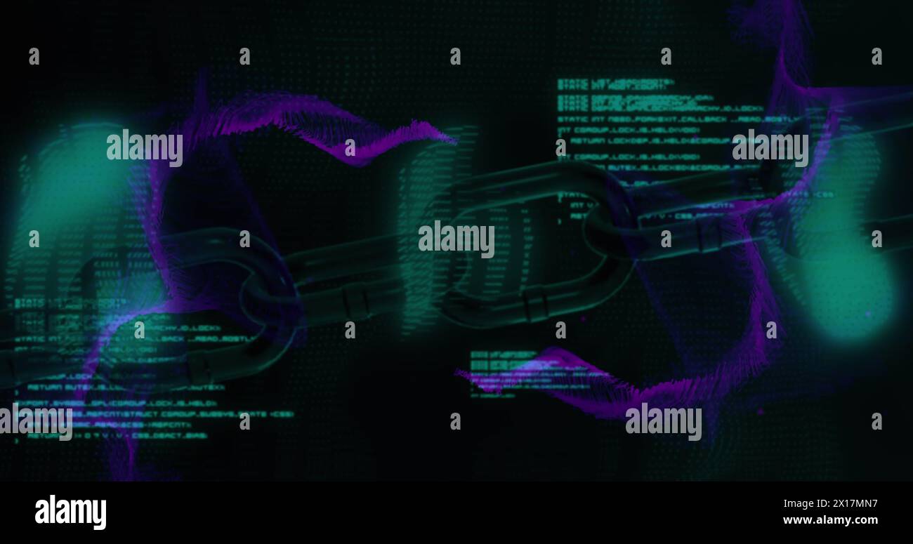 Image of online security chain, networks and data processing Stock Photo