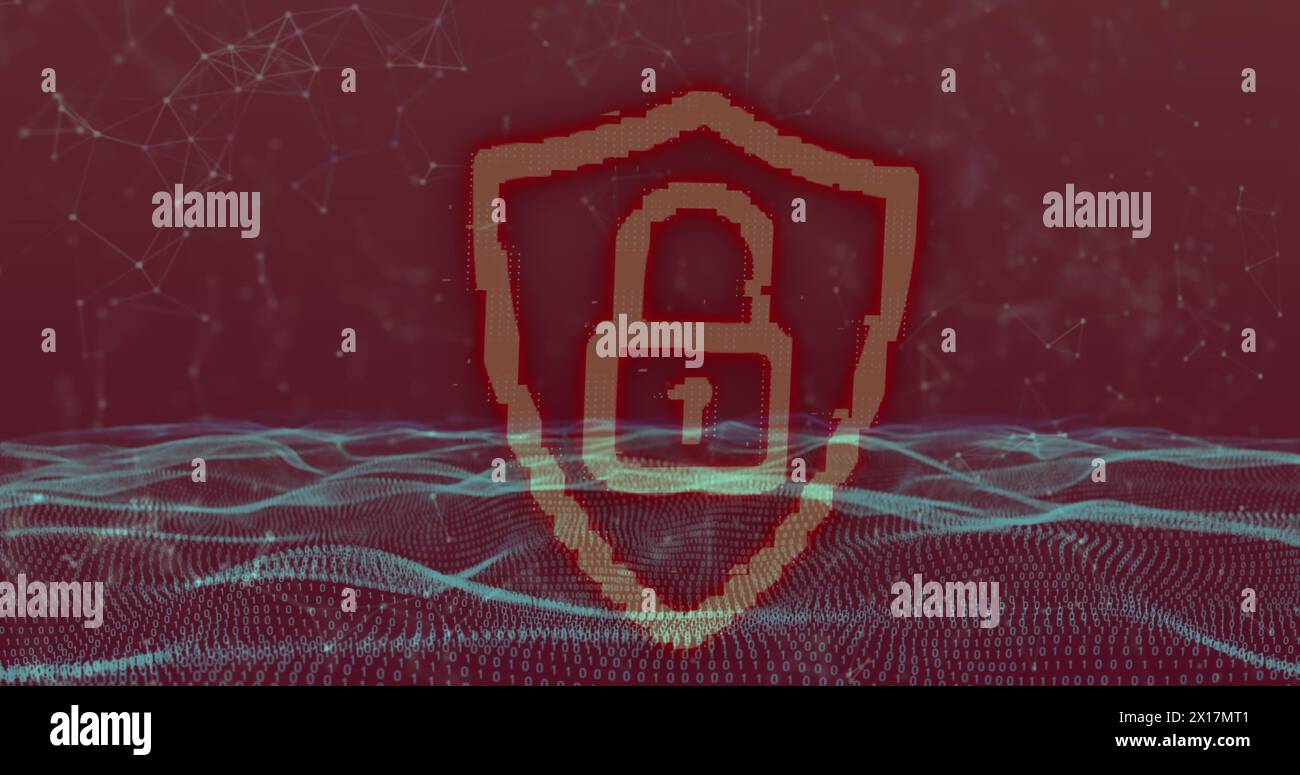Image of security padlock and data processing Stock Photo