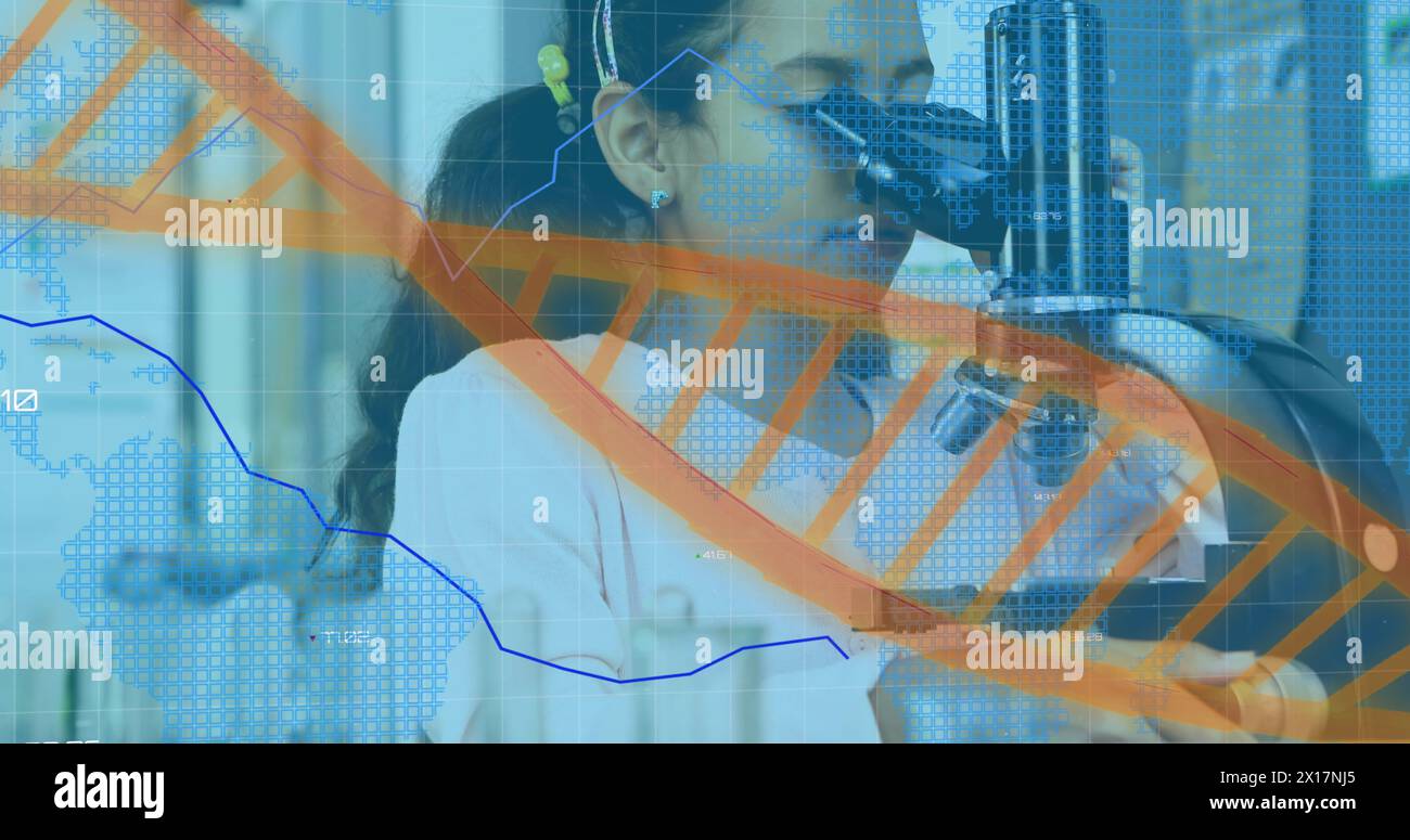 Image of data processing over smiling male doctor Stock Photo