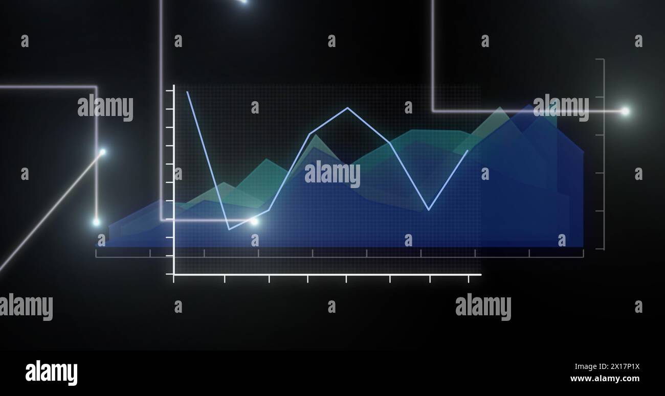 Image of light trails over data processing on black background Stock ...