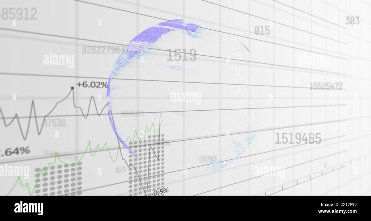 Animation world map red dots hi res - Image Of Red Circle With Financial Data Processing Over White Background 2X17P90