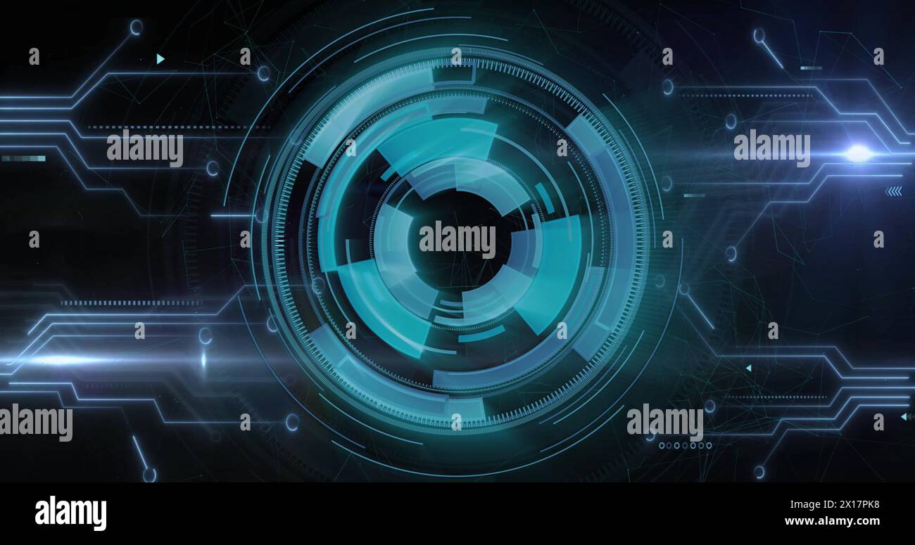Image of padlock icon over networks with data processing Stock Photo