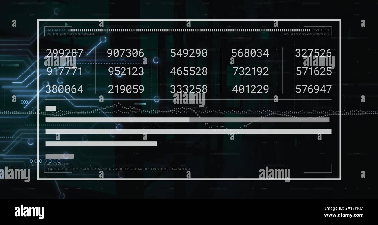 Image of padlock icon over screen with data processing Stock Photo