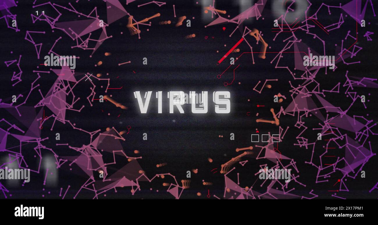 Image of virus text over data processing Stock Photo