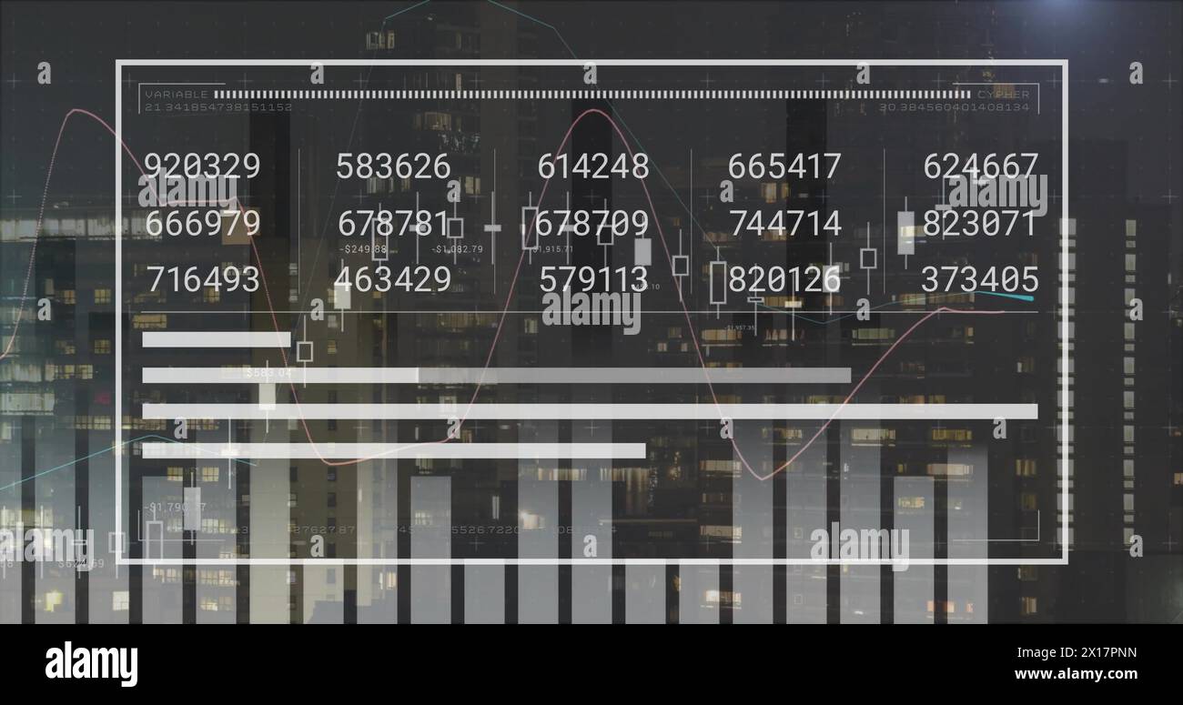 Image of padlock icon over screen with data processing Stock Photo