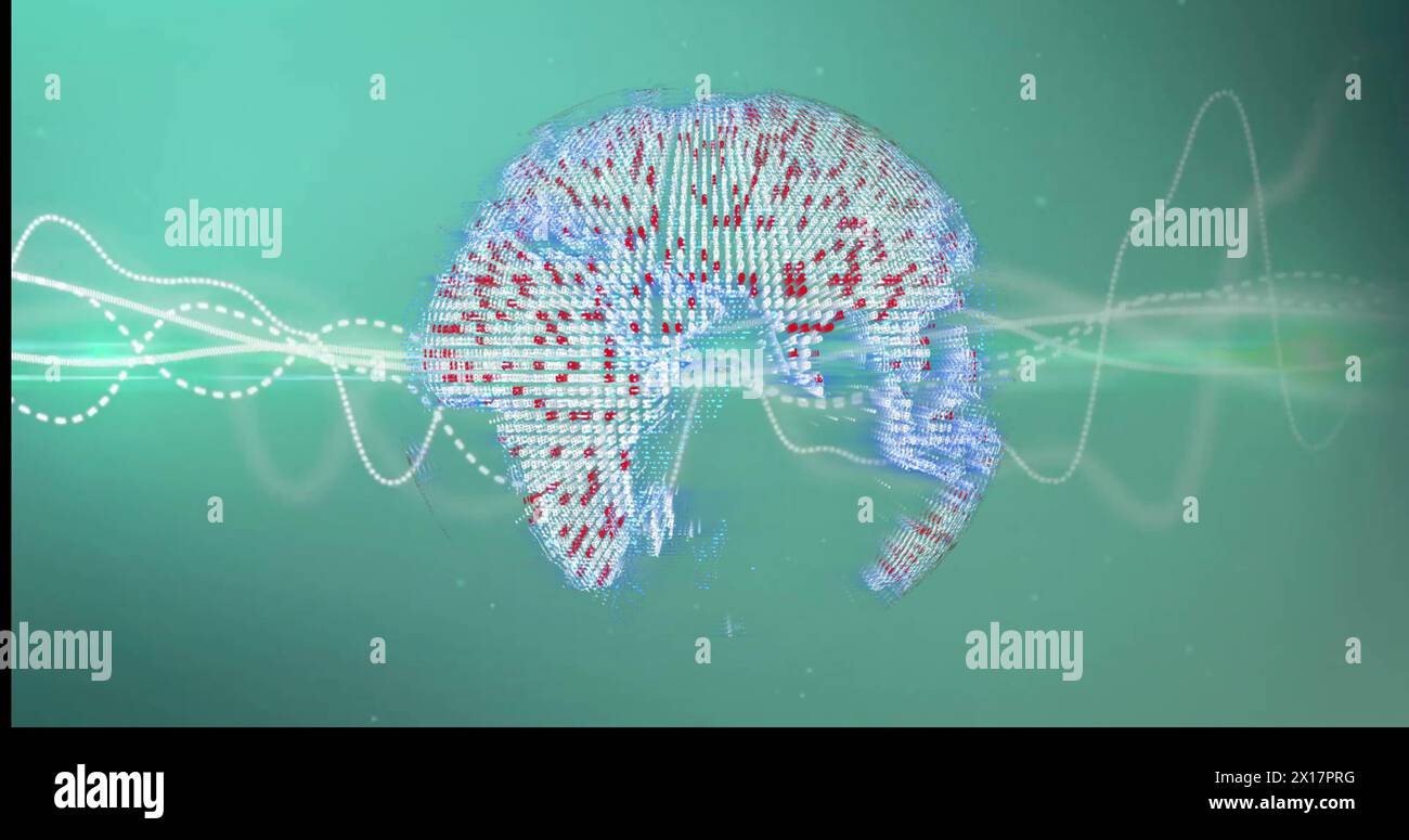 Image of globe over light trails on green background Stock Photo - Alamy
